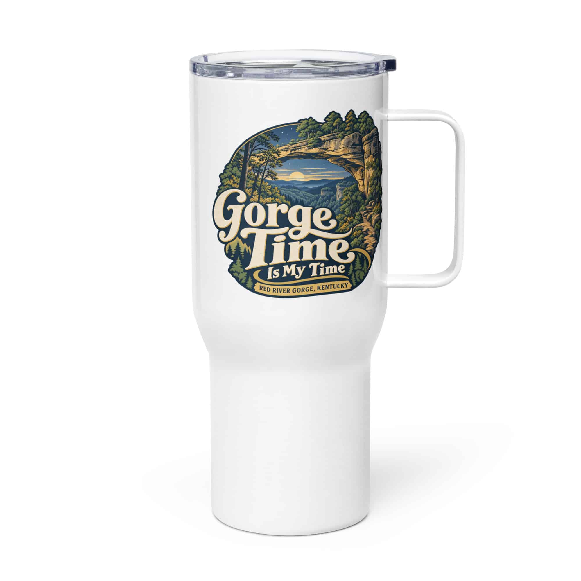 Red River Gorge Travel Mug: Gorge Time Is My Time, Woodland Scenic Lettering