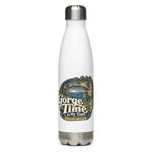 Red River Gorge Stainless Steel Water Bottle: Gorge Time Is My Time, Woodland Scenic Lettering - 17 oz - Main