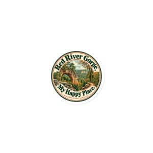 Red River Gorge Die-Cut Magnet: Red River Gorge. My Happy Place, Vintage Round Badge - 3″×3″ - Main