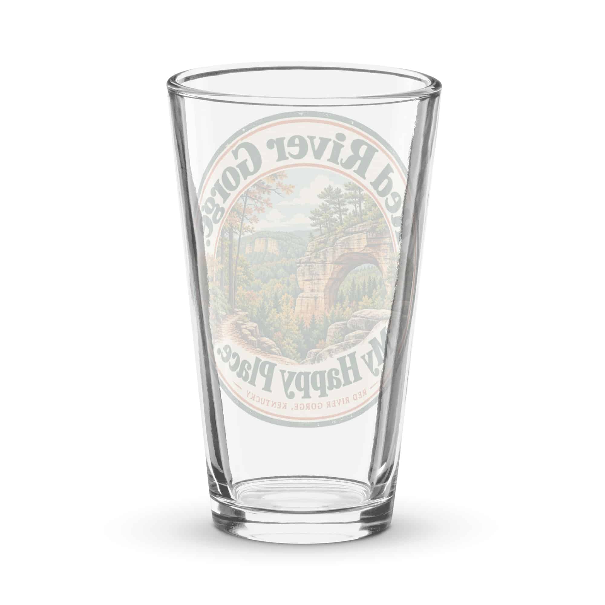 Red River Gorge Pint Glass: Red River Gorge. My Happy Place, Vintage Round Badge