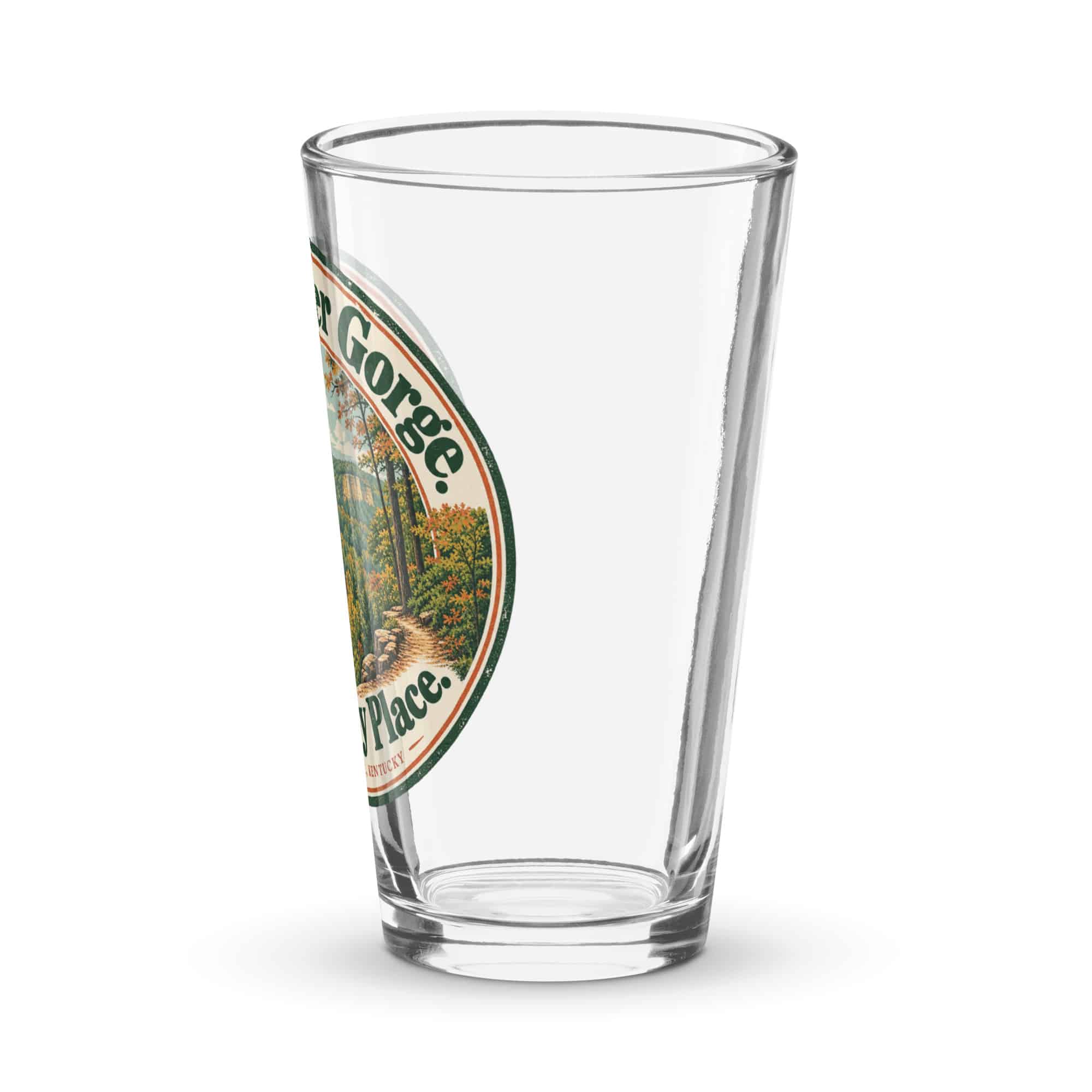 Red River Gorge Pint Glass: Red River Gorge. My Happy Place, Vintage Round Badge