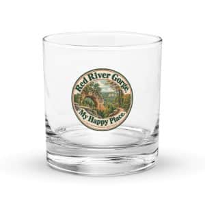 Red River Gorge Rocks Glass: Red River Gorge. My Happy Place, Vintage Round Badge - 10.5 oz - Main