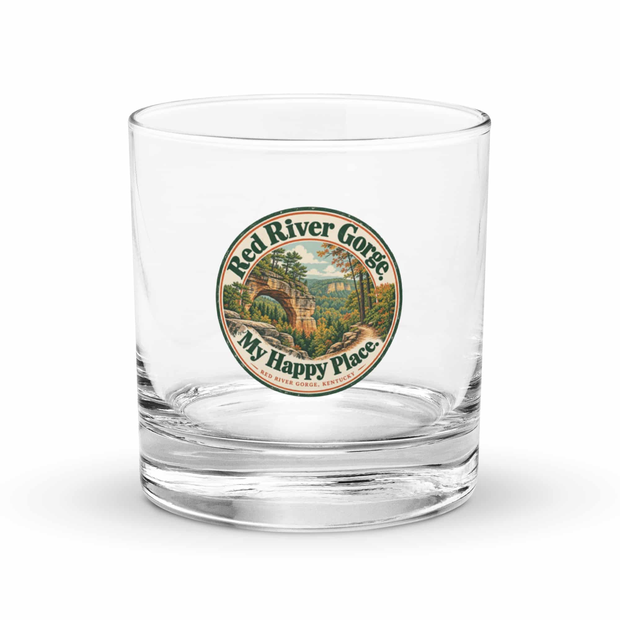 Red River Gorge Rocks Glass: Red River Gorge. My Happy Place, Vintage Round Badge