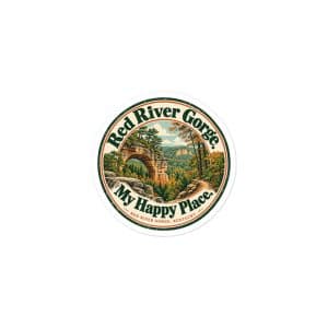 Red River Gorge Vinyl Sticker: Red River Gorge. My Happy Place, Vintage Round Badge - 3″×3″ - Main