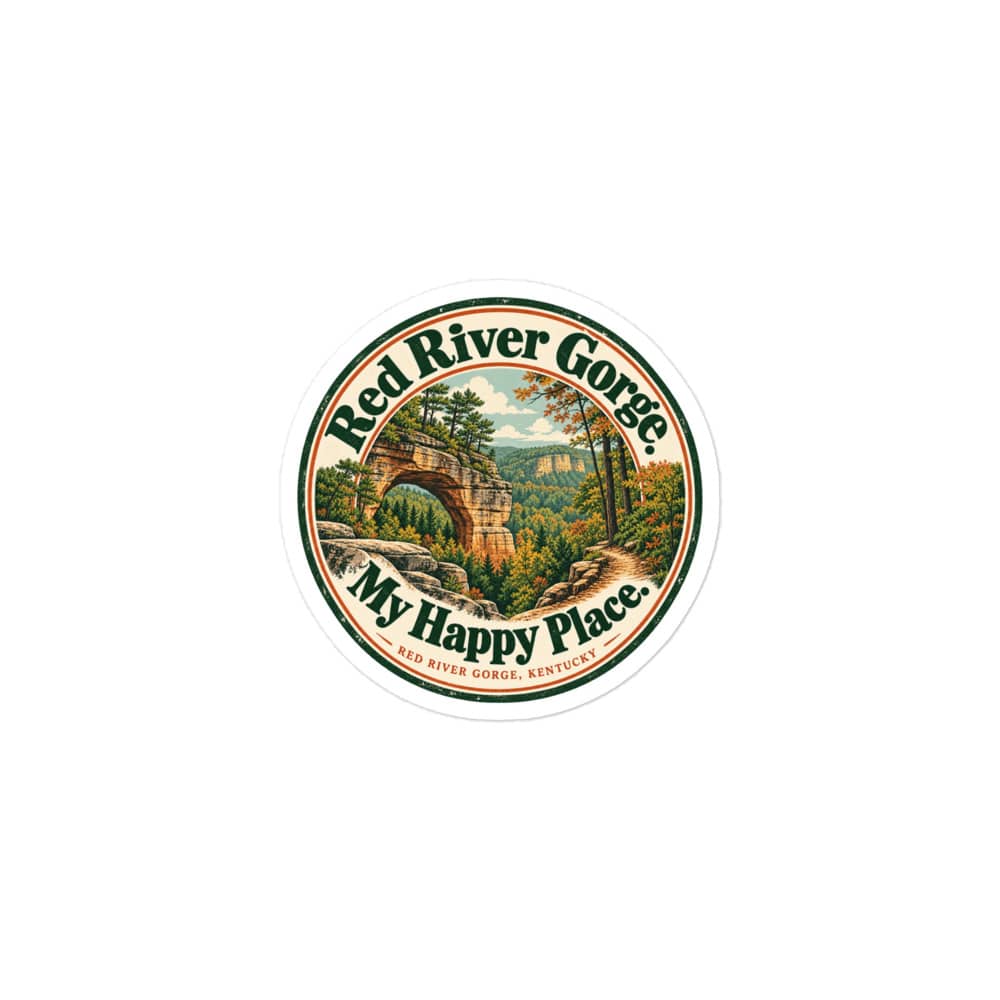 Red River Gorge Vinyl Sticker: Red River Gorge. My Happy Place, Vintage Round Badge
