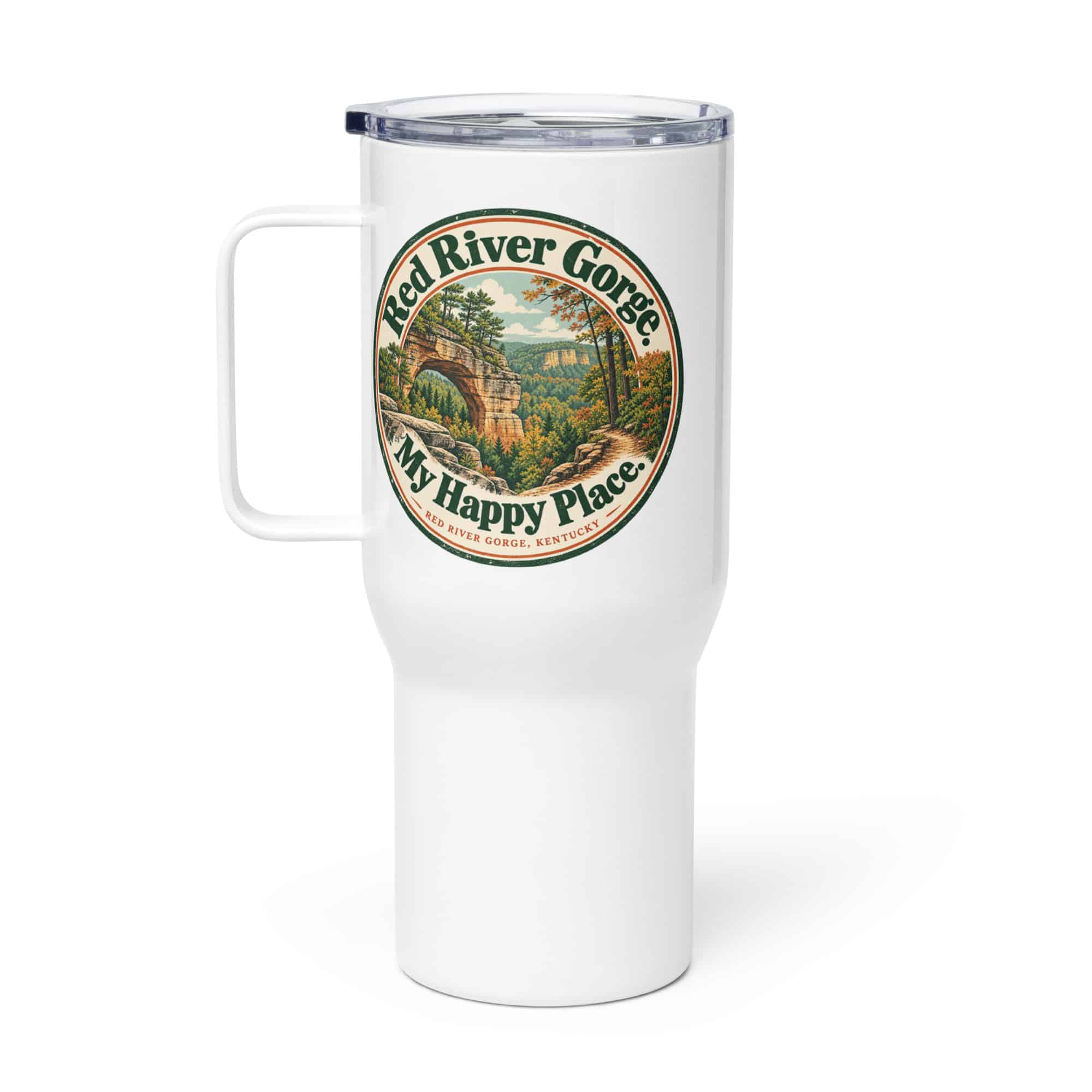 Red River Gorge Travel Mug: Red River Gorge. My Happy Place, Vintage Round Badge