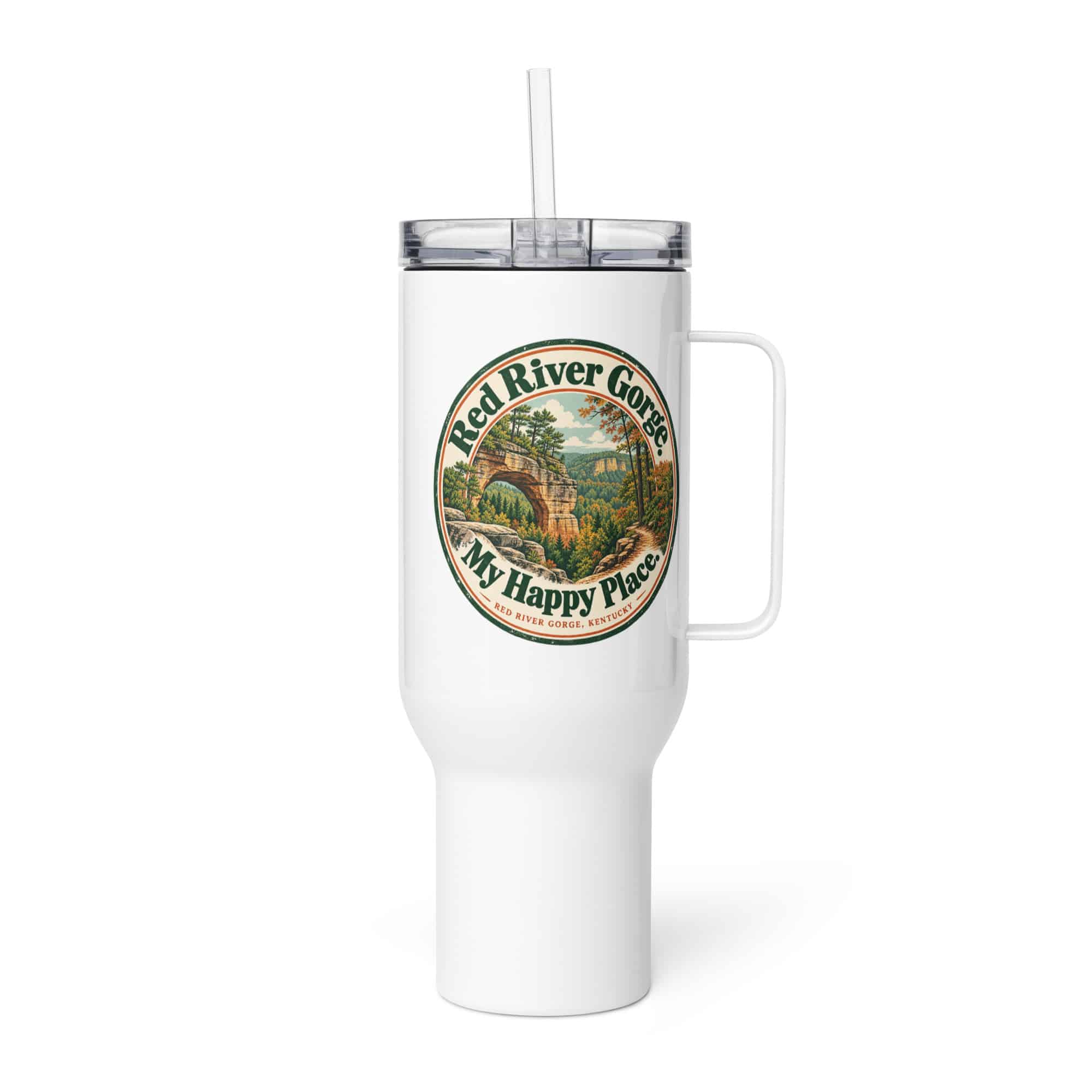 Red River Gorge Travel Mug: Red River Gorge. My Happy Place, Vintage Round Badge