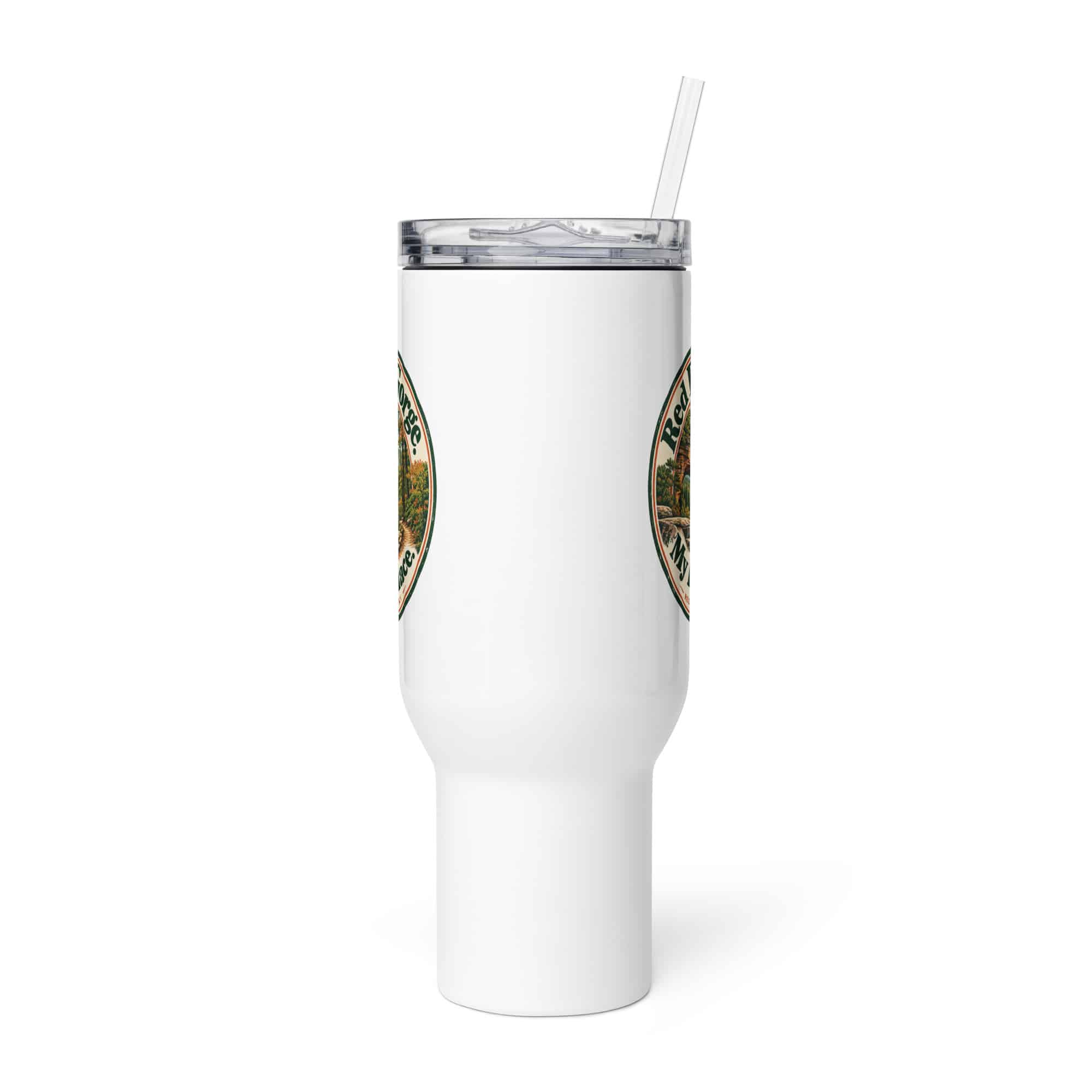 Red River Gorge Travel Mug: Red River Gorge. My Happy Place, Vintage Round Badge