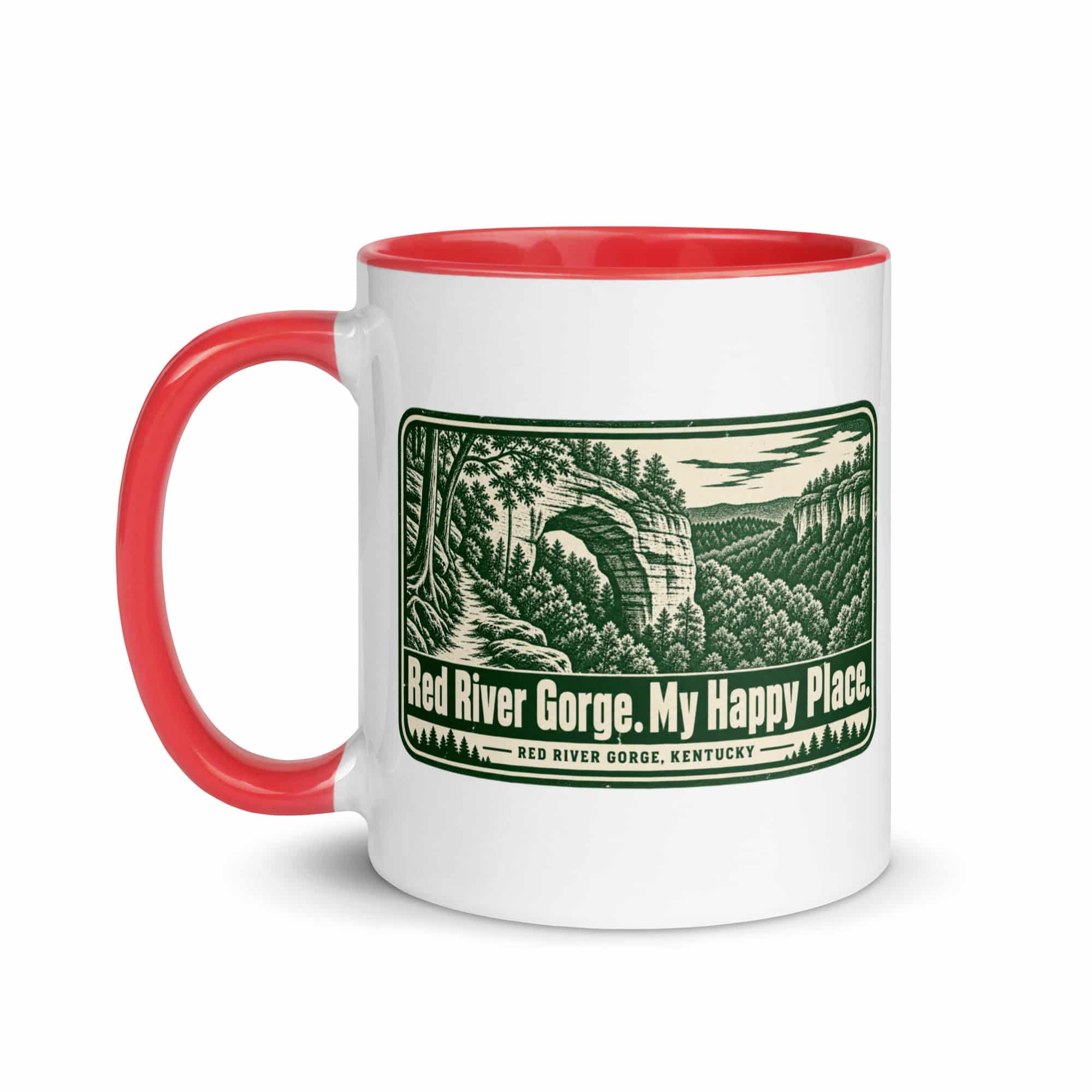 Red River Gorge Color Inside Coffee Mug: Red River Gorge. My Happy Place, Forest Ink Stamp