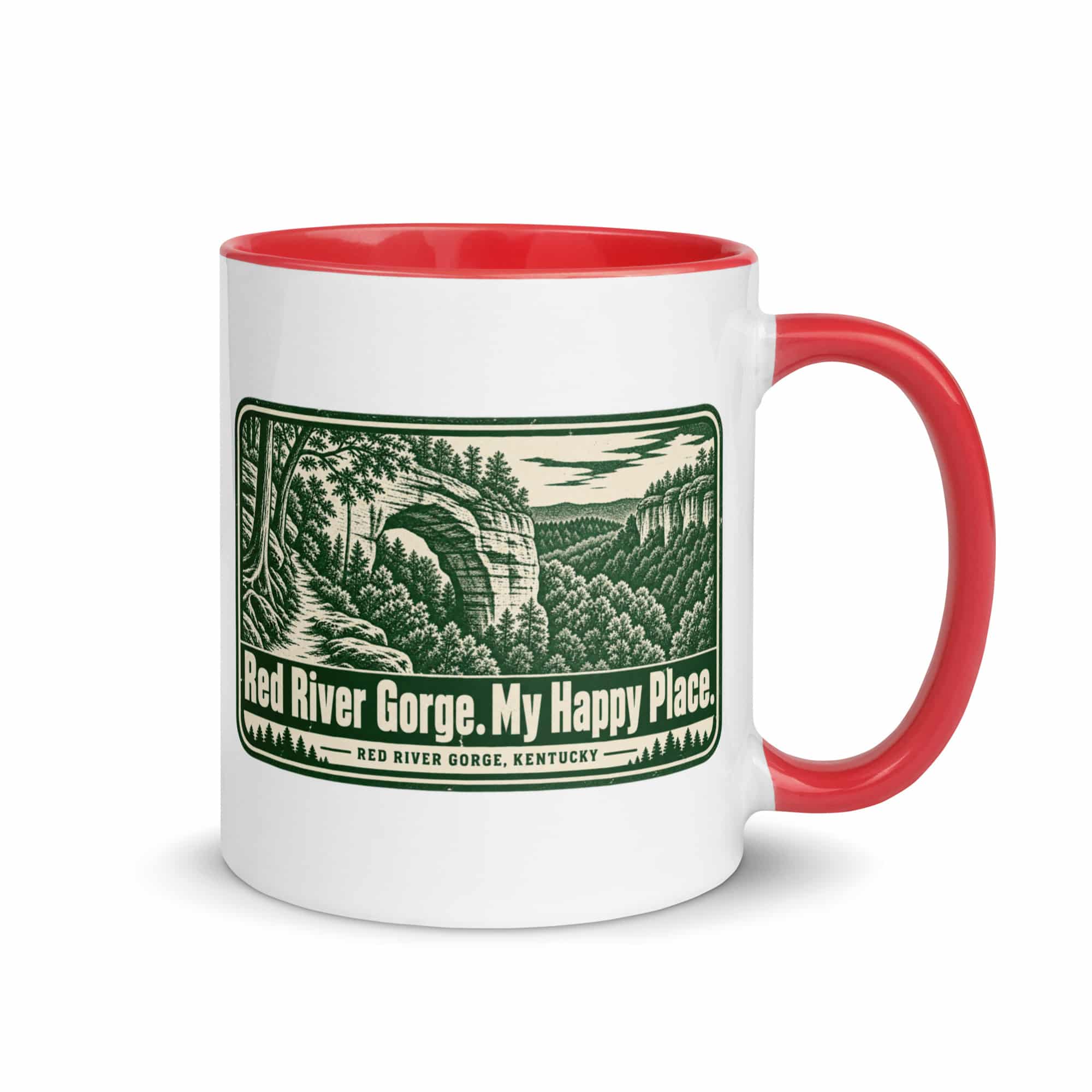Red River Gorge Color Inside Coffee Mug: Red River Gorge. My Happy Place, Forest Ink Stamp