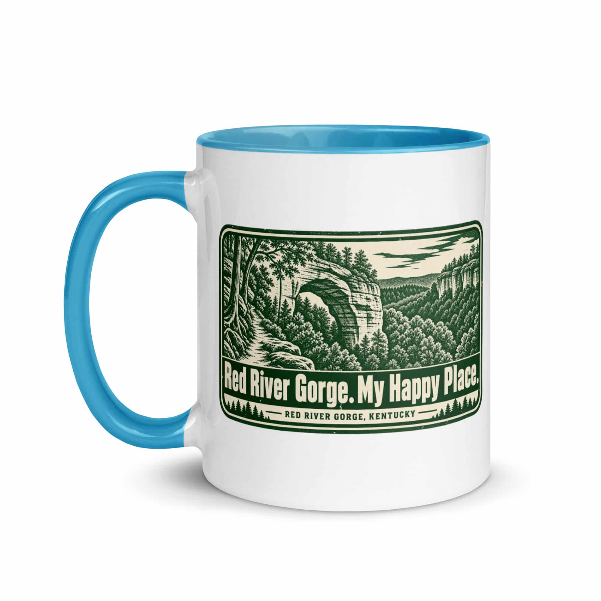 Red River Gorge Color Inside Coffee Mug: Red River Gorge. My Happy Place, Forest Ink Stamp