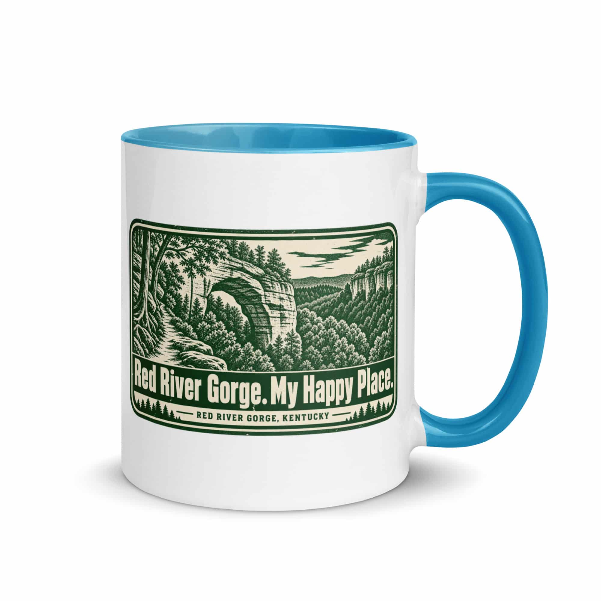 Red River Gorge Color Inside Coffee Mug: Red River Gorge. My Happy Place, Forest Ink Stamp