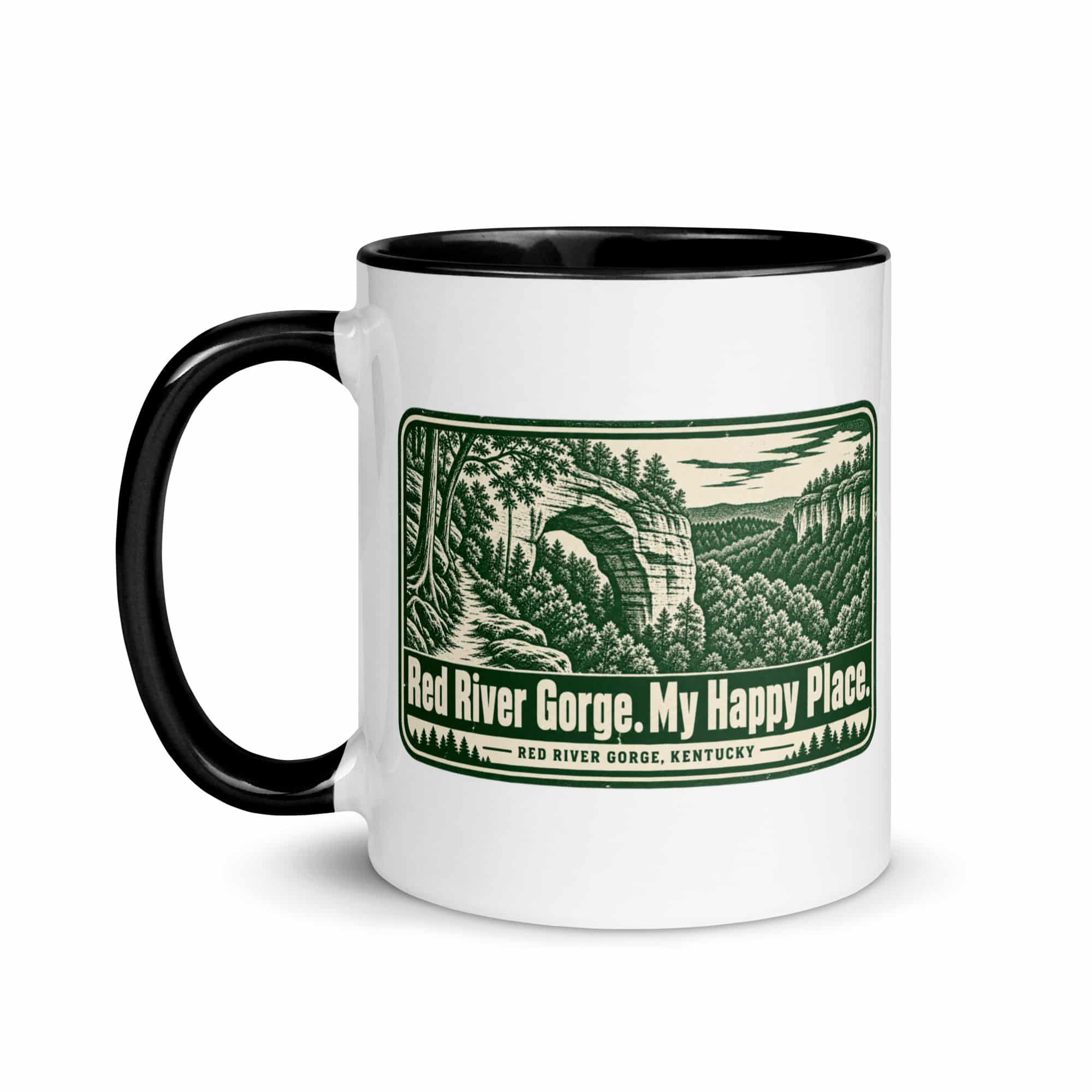 Red River Gorge Color Inside Coffee Mug: Red River Gorge. My Happy Place, Forest Ink Stamp