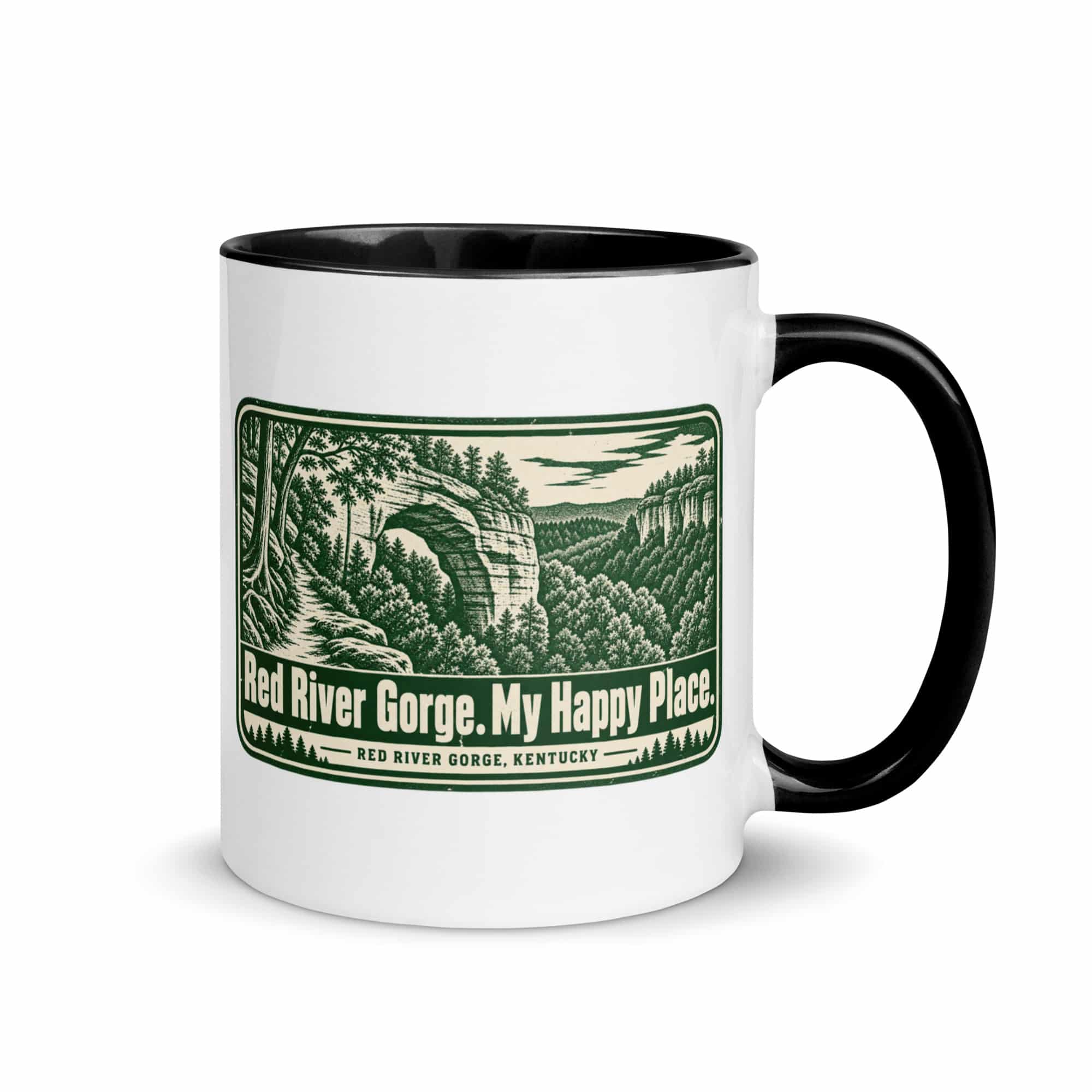 Red River Gorge Color Inside Coffee Mug: Red River Gorge. My Happy Place, Forest Ink Stamp