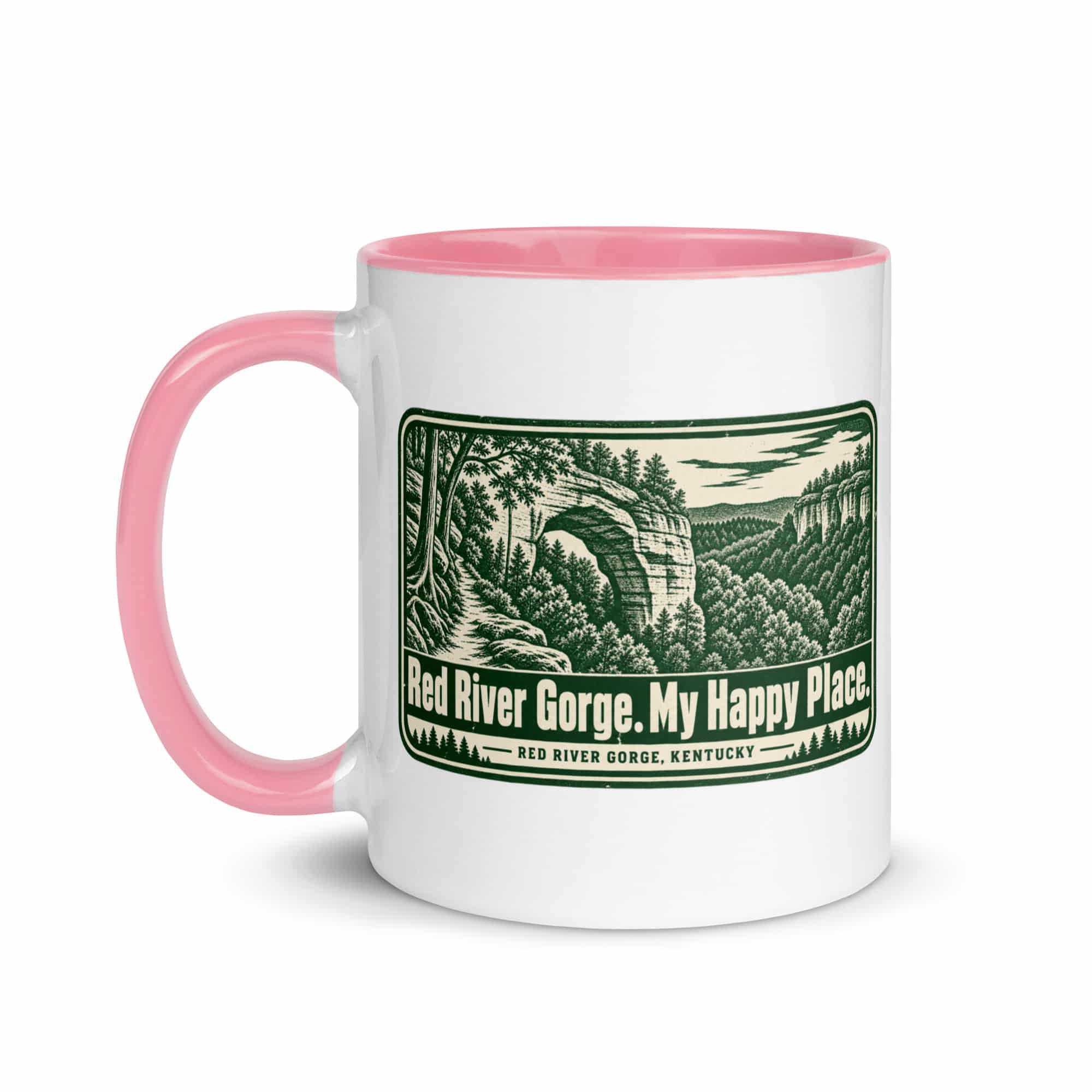 Red River Gorge Color Inside Coffee Mug: Red River Gorge. My Happy Place, Forest Ink Stamp