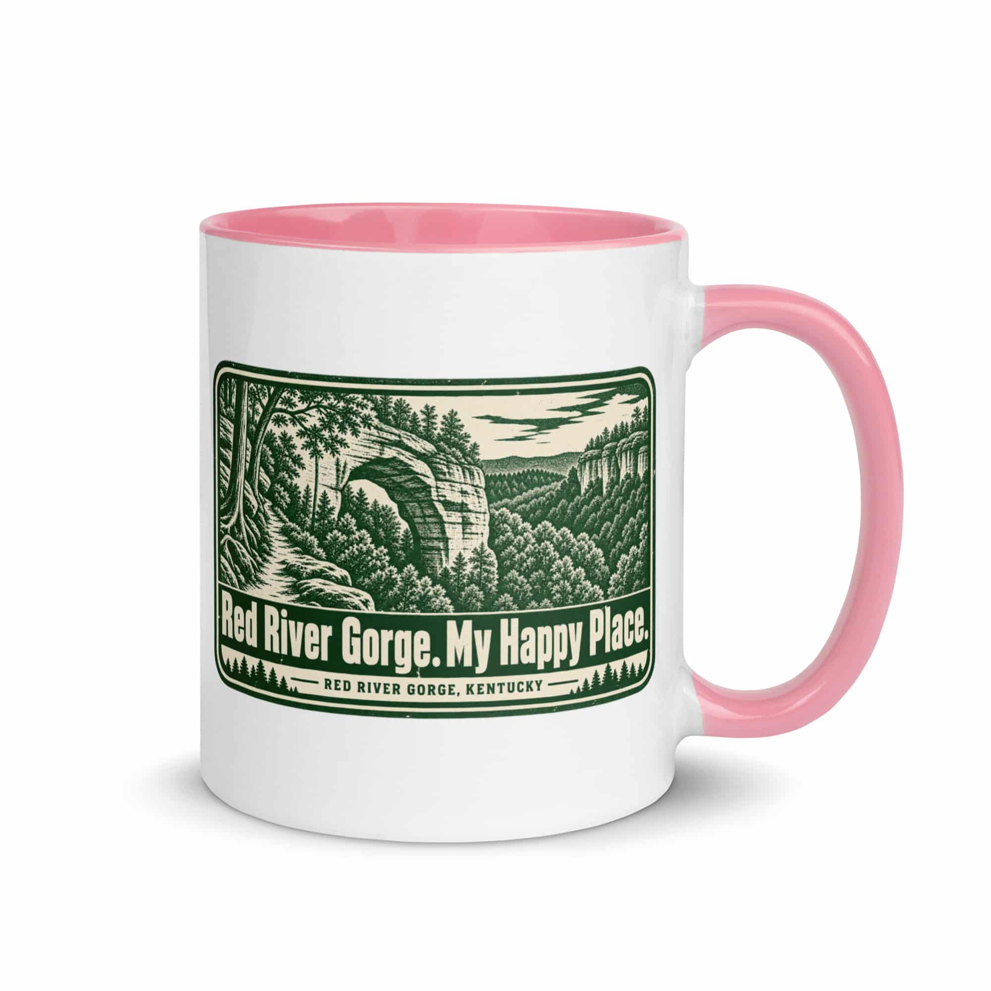 Red River Gorge Color Inside Coffee Mug: Red River Gorge. My Happy Place, Forest Ink Stamp