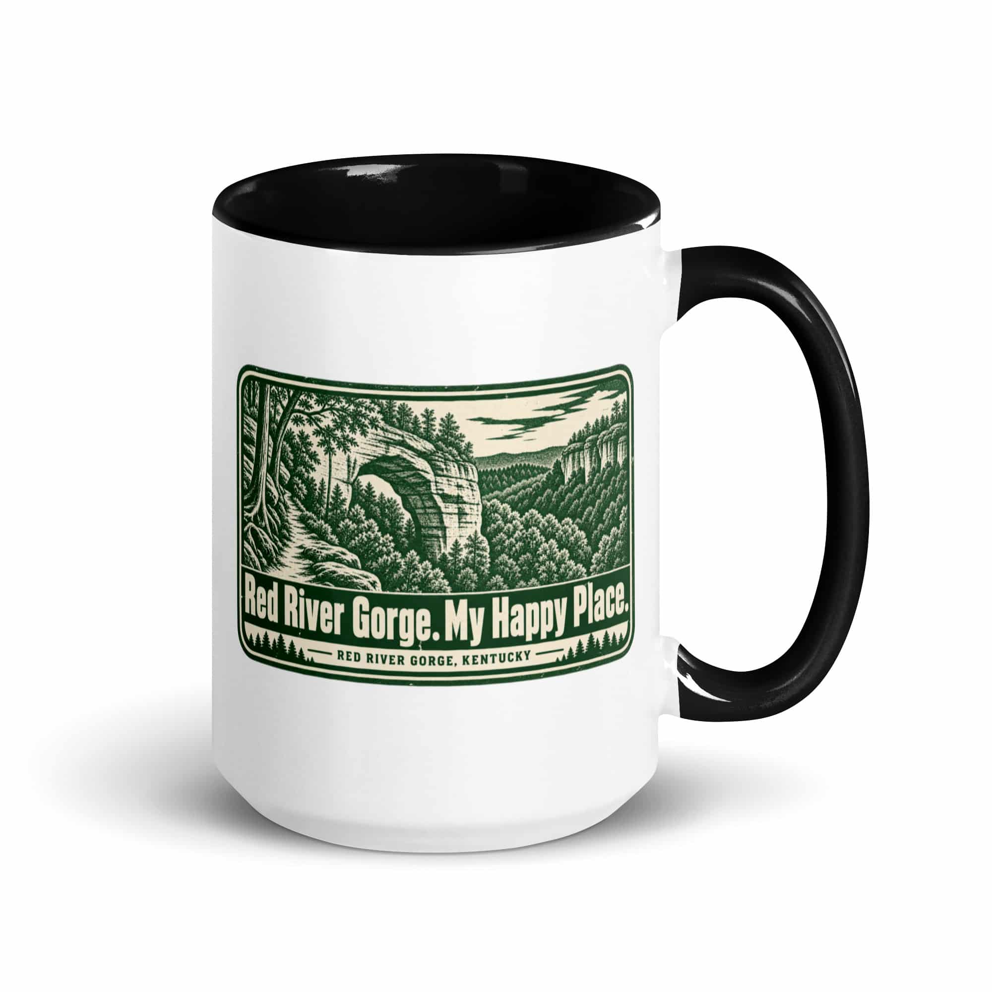 Red River Gorge Color Inside Coffee Mug: Red River Gorge. My Happy Place, Forest Ink Stamp