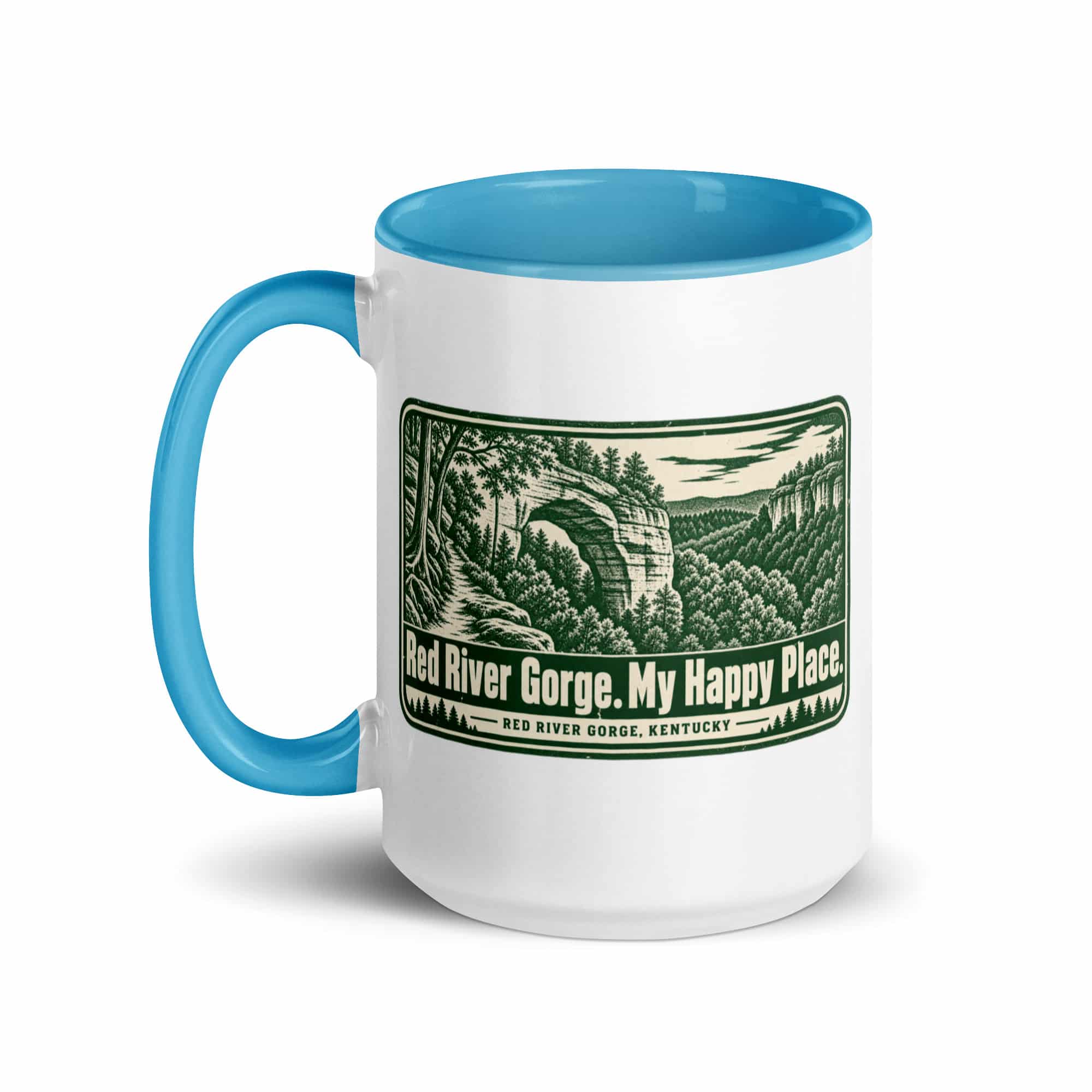 Red River Gorge Color Inside Coffee Mug: Red River Gorge. My Happy Place, Forest Ink Stamp