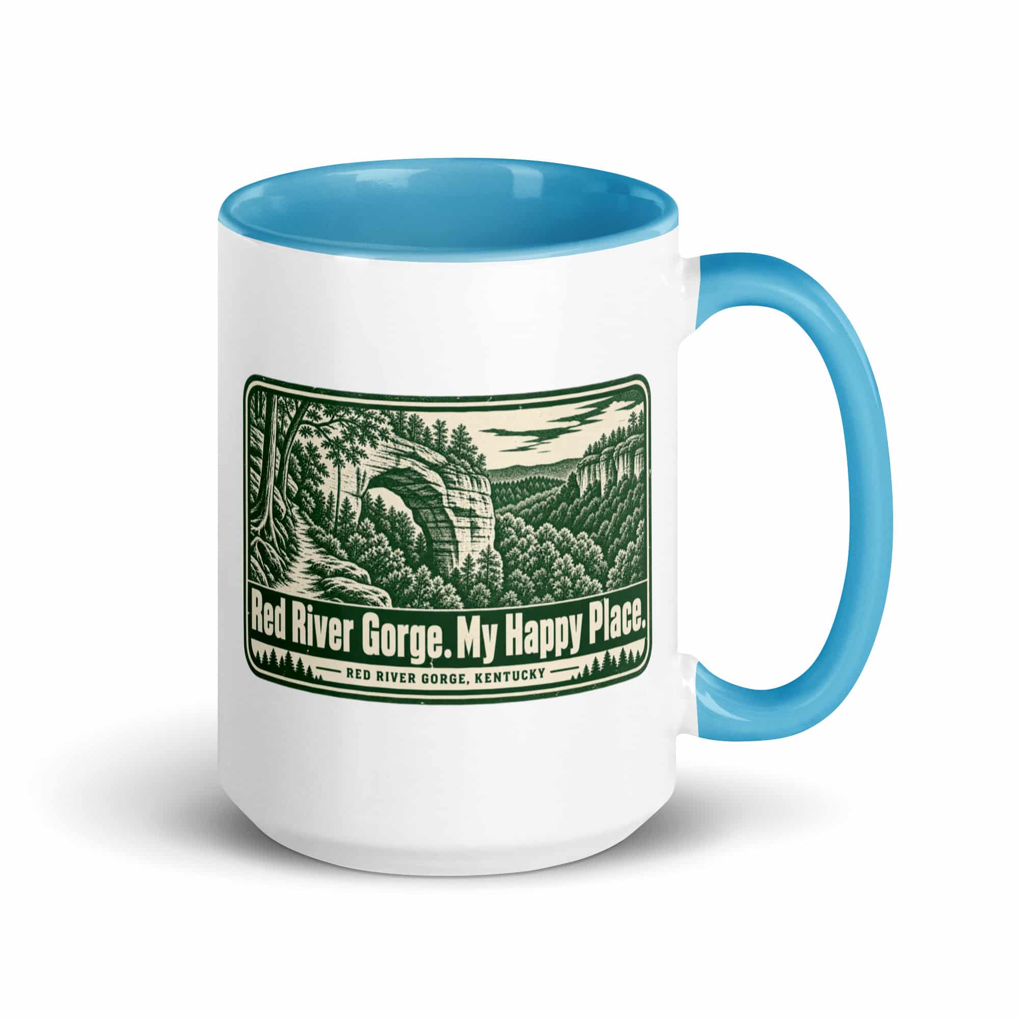 Red River Gorge Color Inside Coffee Mug: Red River Gorge. My Happy Place, Forest Ink Stamp