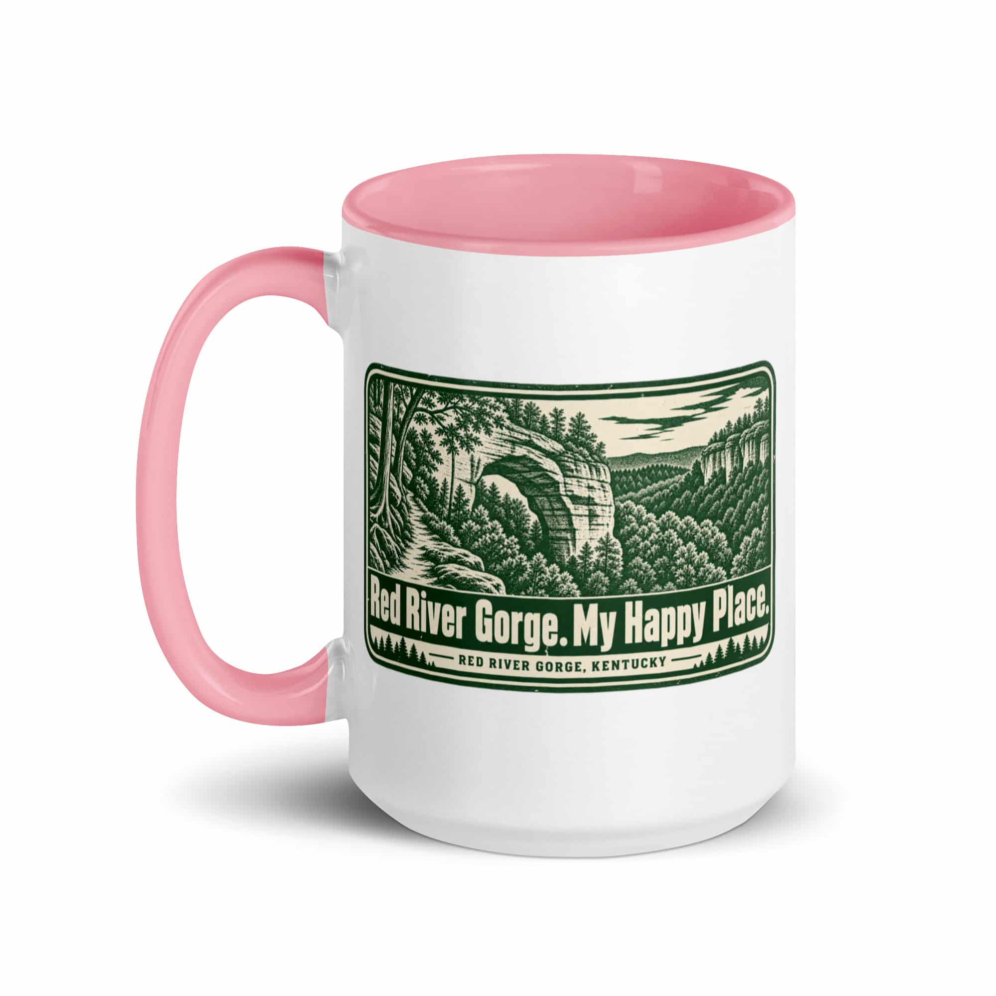 Red River Gorge Color Inside Coffee Mug: Red River Gorge. My Happy Place, Forest Ink Stamp
