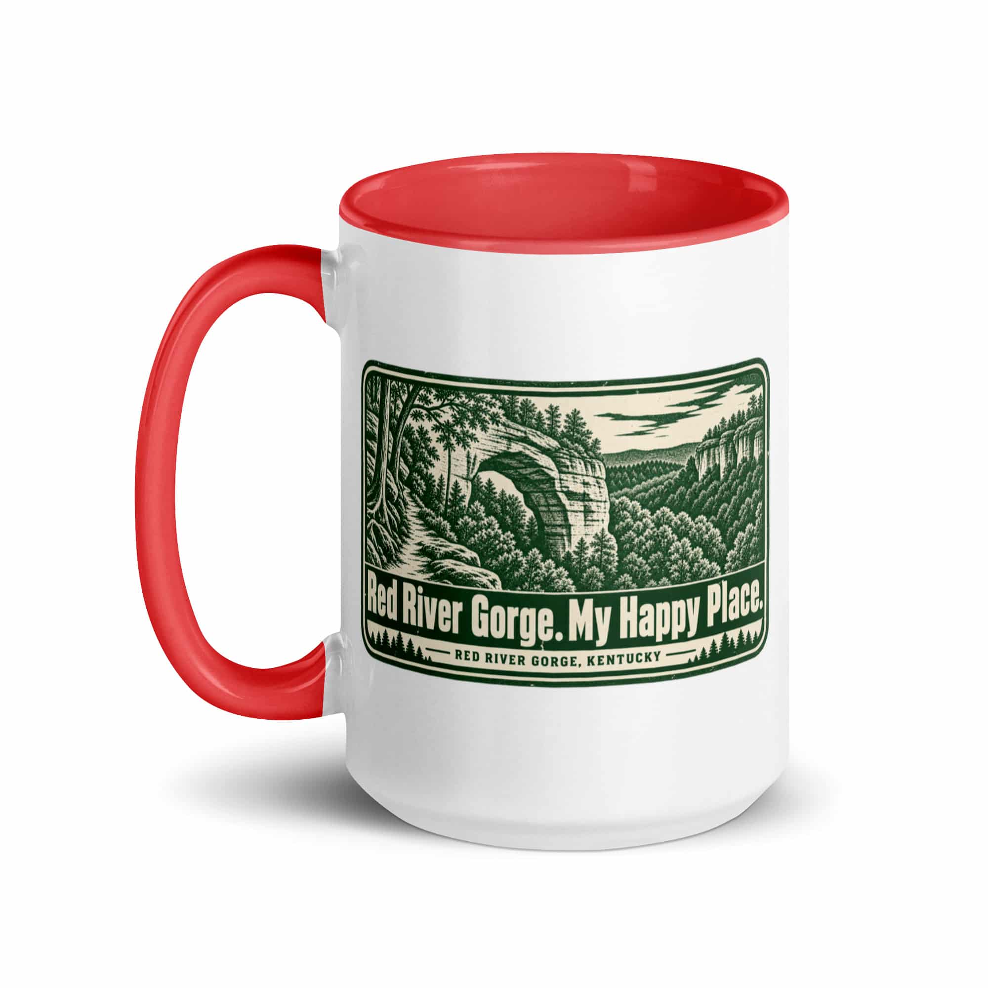 Red River Gorge Color Inside Coffee Mug: Red River Gorge. My Happy Place, Forest Ink Stamp