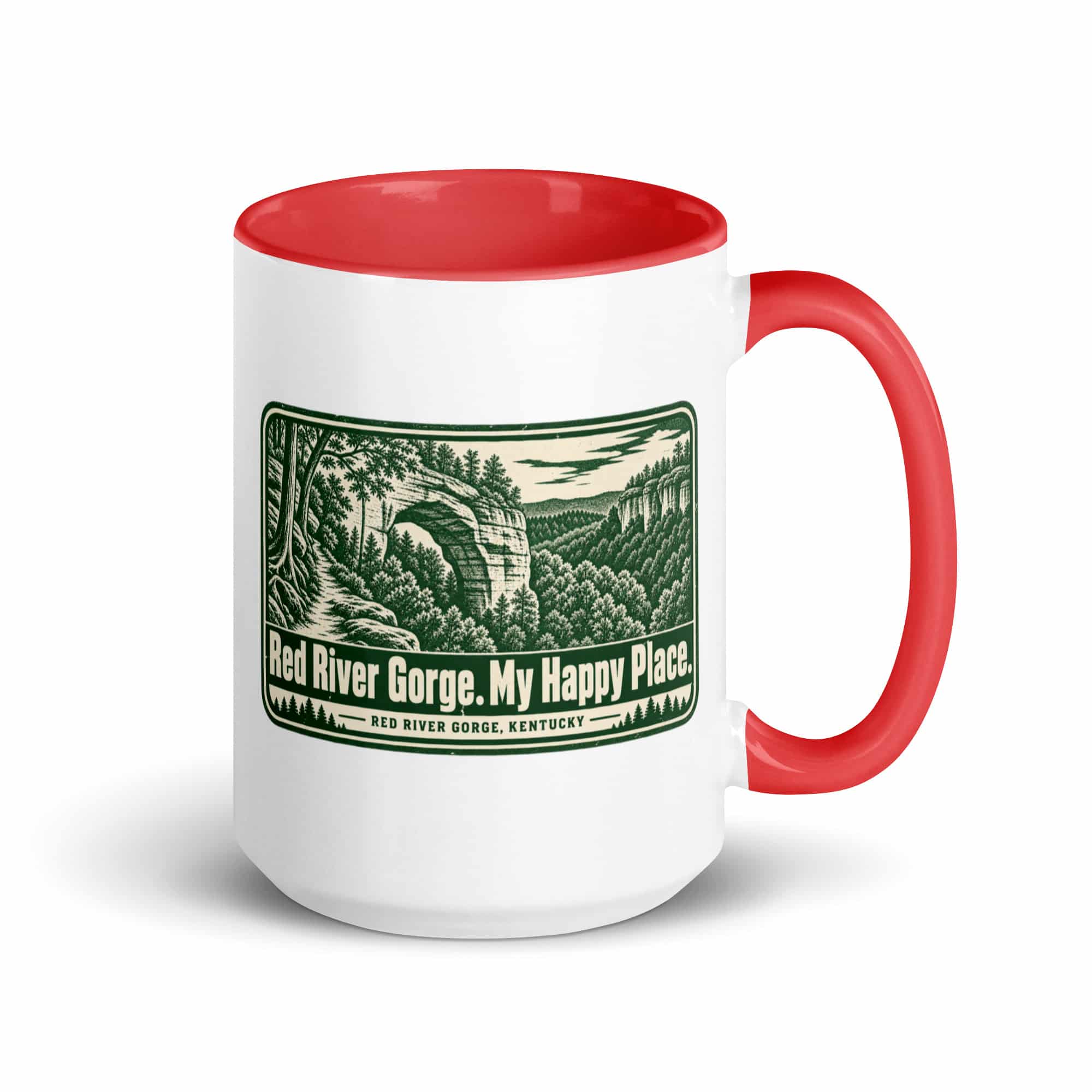 Red River Gorge Color Inside Coffee Mug: Red River Gorge. My Happy Place, Forest Ink Stamp