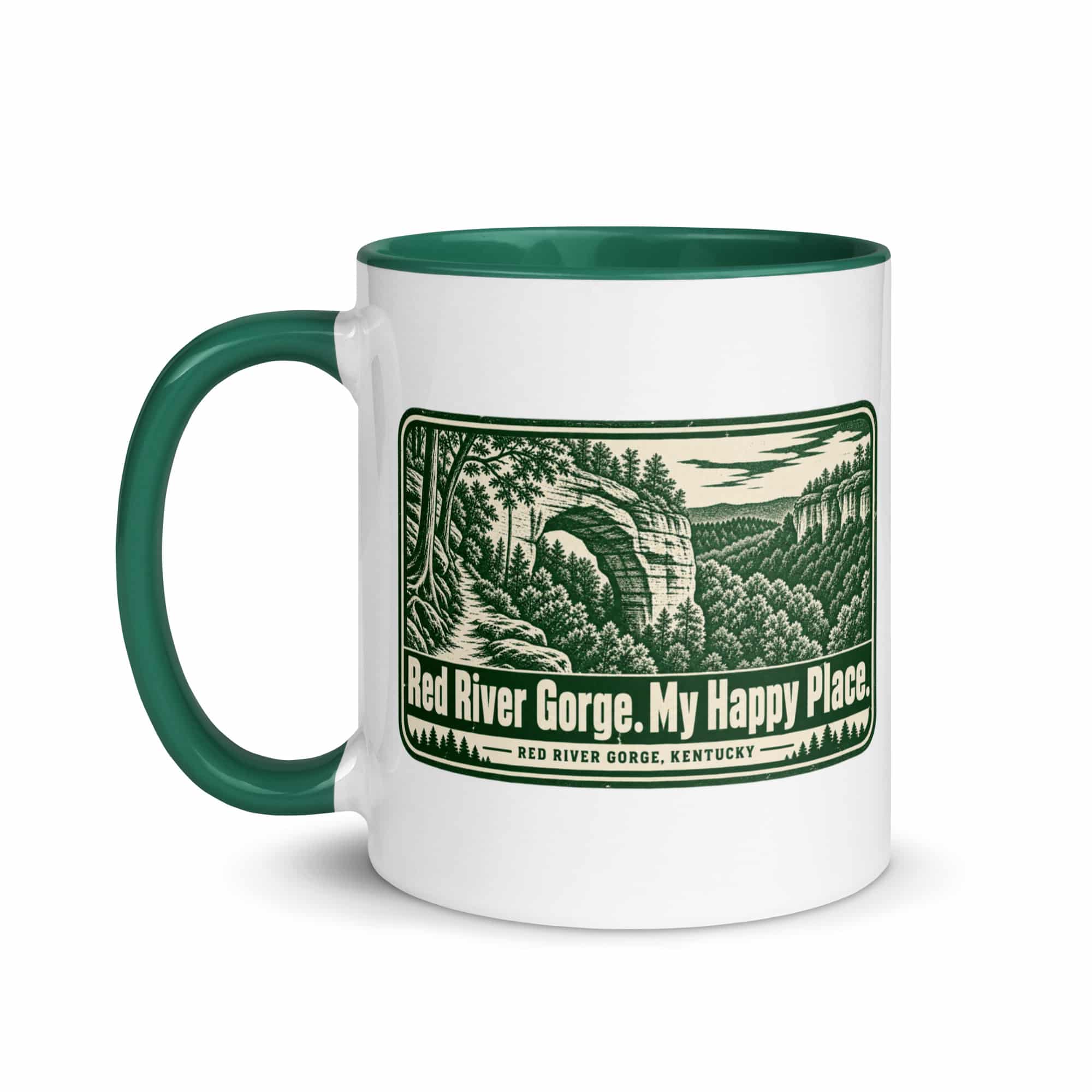 Red River Gorge Color Inside Coffee Mug: Red River Gorge. My Happy Place, Forest Ink Stamp