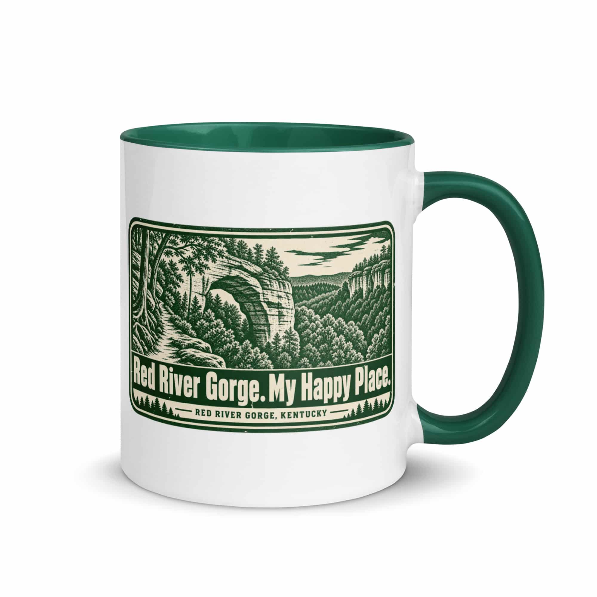 Red River Gorge Color Inside Coffee Mug: Red River Gorge. My Happy Place, Forest Ink Stamp