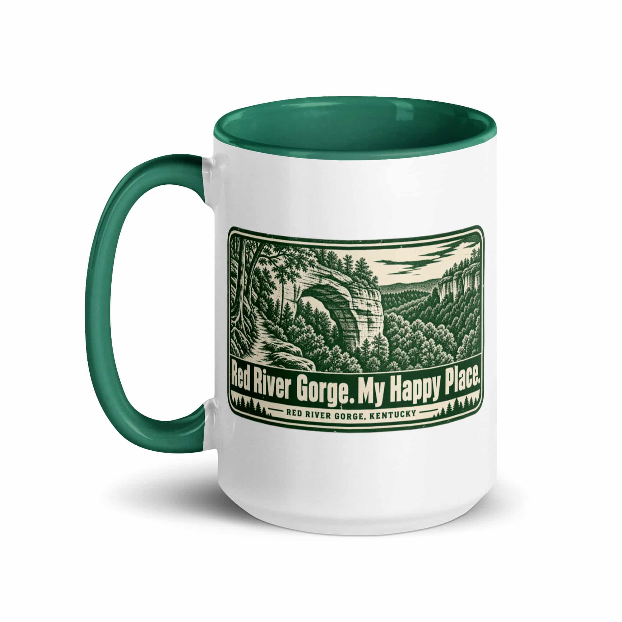 Red River Gorge Color Inside Coffee Mug: Red River Gorge. My Happy Place, Forest Ink Stamp