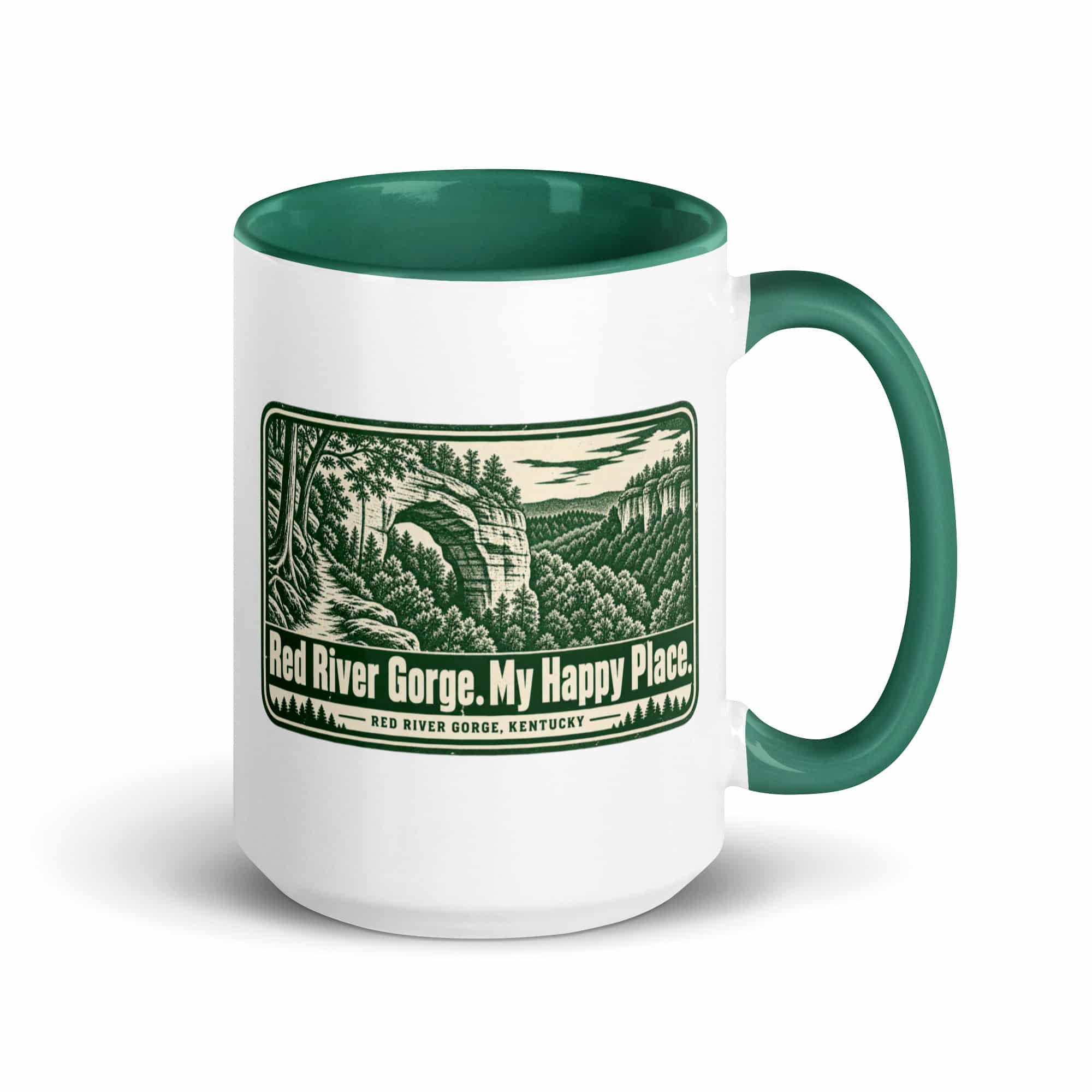 Red River Gorge Color Inside Coffee Mug: Red River Gorge. My Happy Place, Forest Ink Stamp