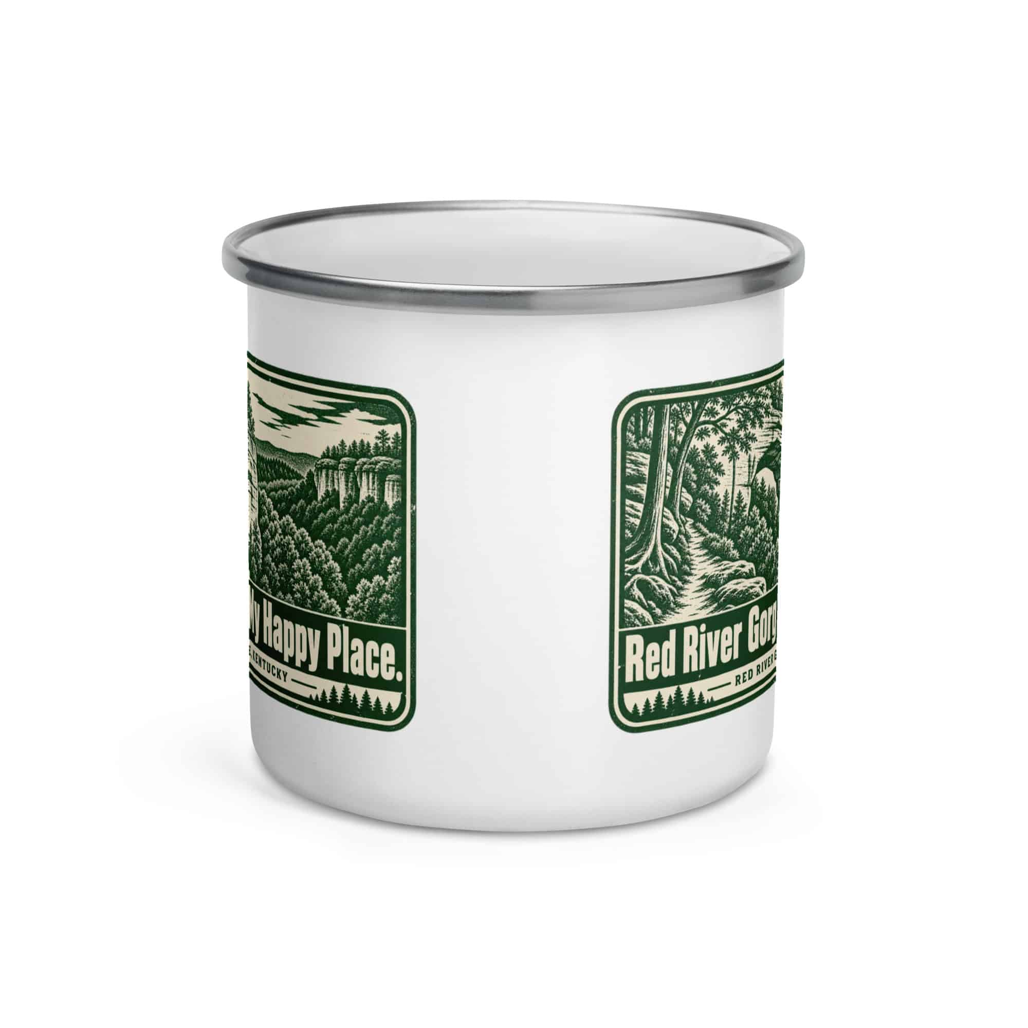 Red River Gorge Enamel Camp Mug: Red River Gorge. My Happy Place, Forest Ink Stamp