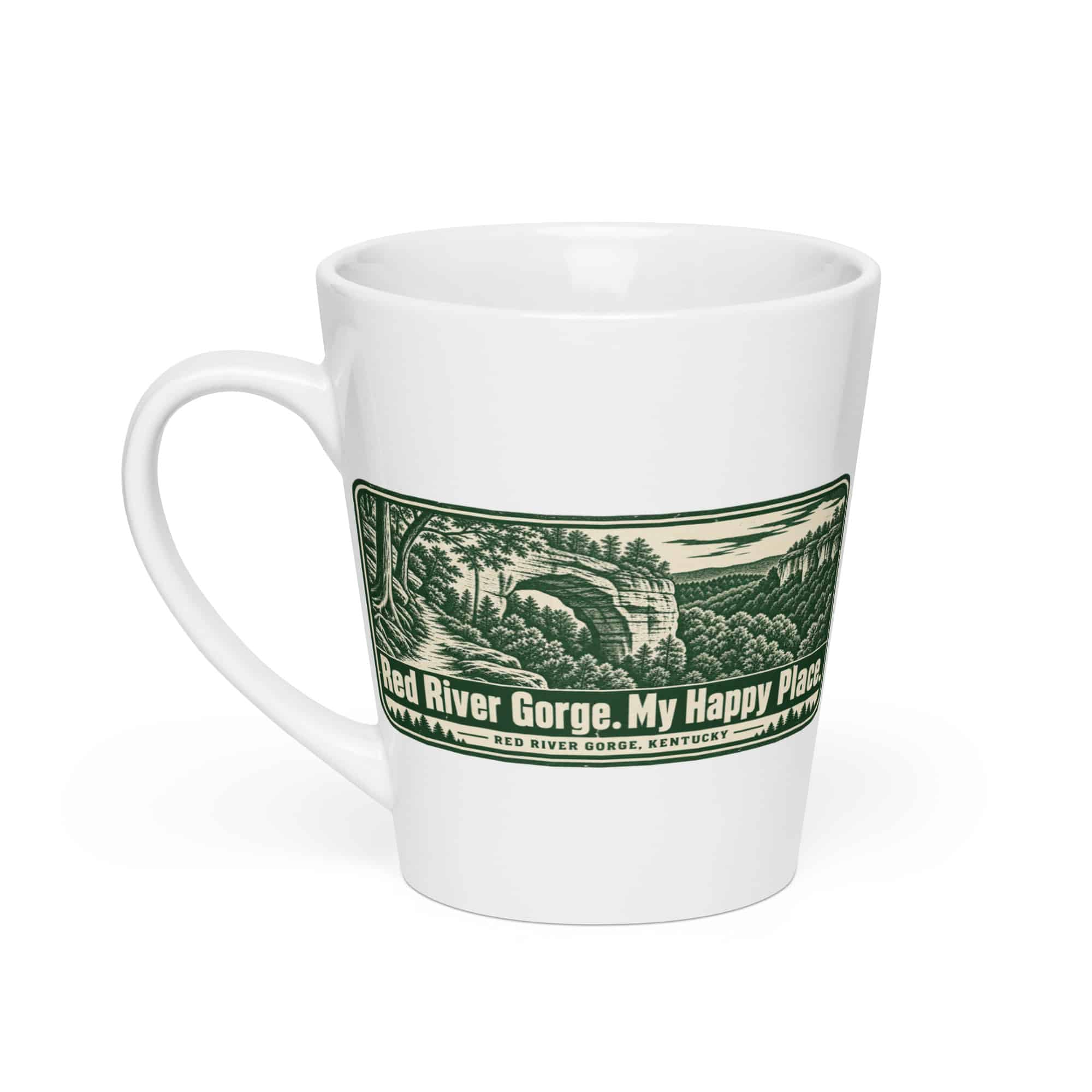 Red River Gorge Latte Mug: Red River Gorge. My Happy Place, Forest Ink Stamp