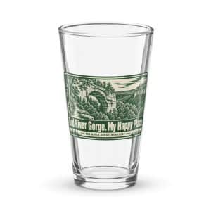 Red River Gorge Pint Glass: Red River Gorge. My Happy Place, Forest Ink Stamp - 16 oz - Main