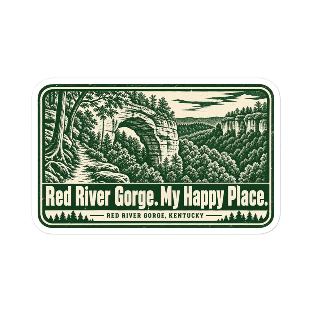 Red River Gorge Vinyl Sticker: Red River Gorge. My Happy Place, Forest Ink Stamp