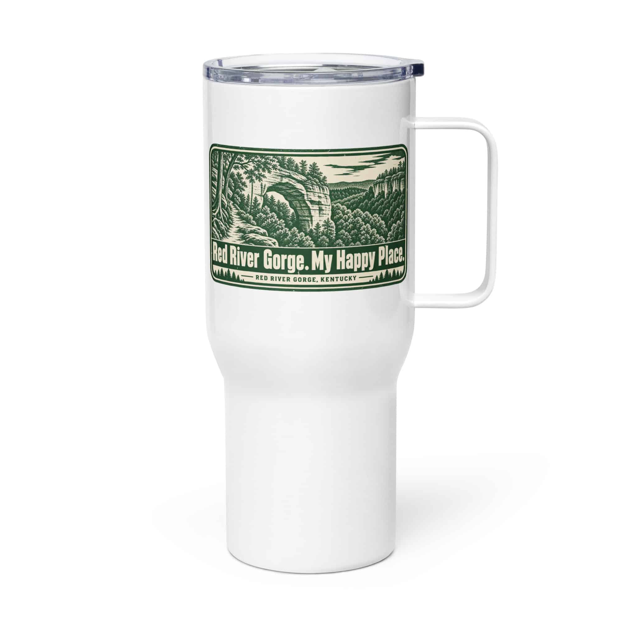 Red River Gorge Travel Mug: Red River Gorge. My Happy Place, Forest Ink Stamp