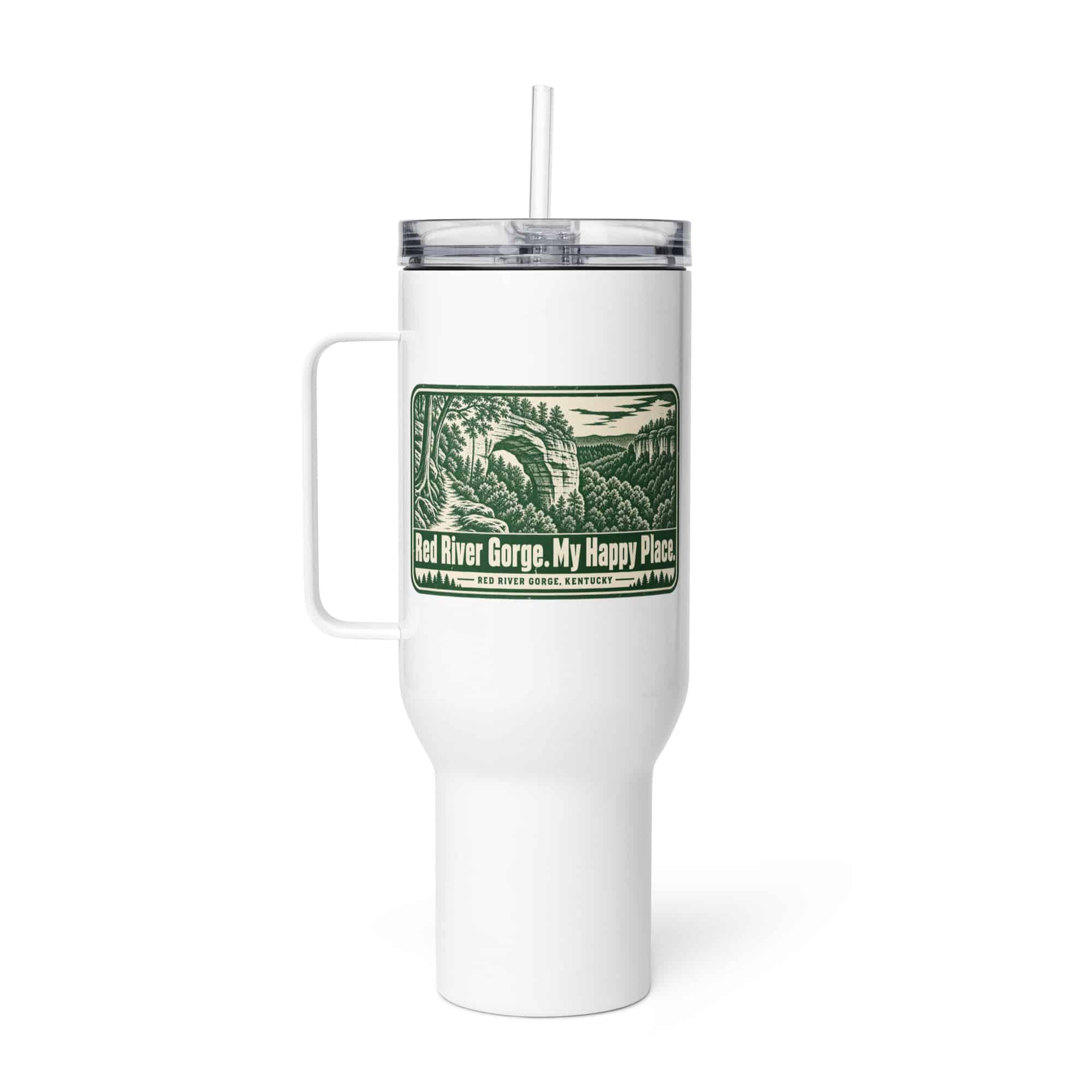 Red River Gorge Travel Mug: Red River Gorge. My Happy Place, Forest Ink Stamp