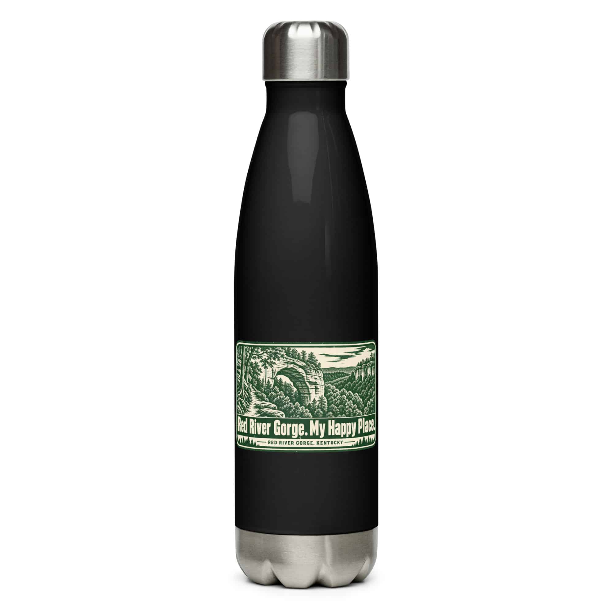Red River Gorge Stainless Steel Water Bottle: Red River Gorge. My Happy Place, Forest Ink Stamp