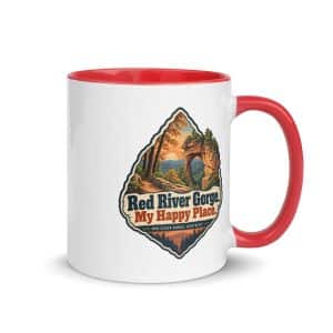 Red River Gorge Color Inside Coffee Mug: Red River Gorge. My Happy Place, Scenic Shield Badge - 11 oz - Main