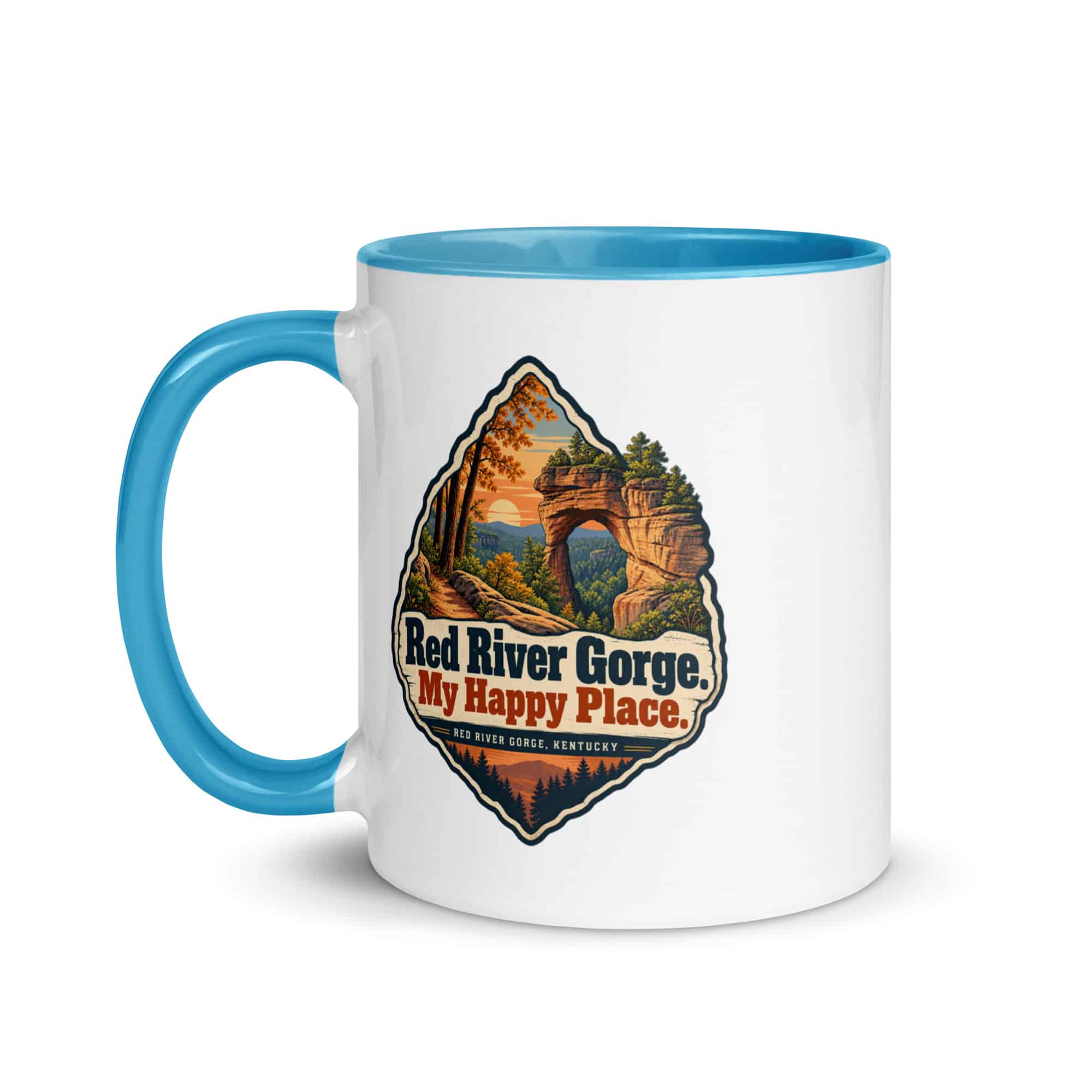 Red River Gorge Color Inside Coffee Mug: Red River Gorge. My Happy Place, Scenic Shield Badge