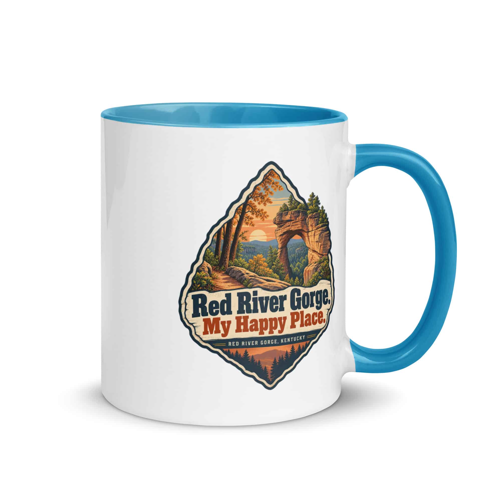 Red River Gorge Color Inside Coffee Mug: Red River Gorge. My Happy Place, Scenic Shield Badge