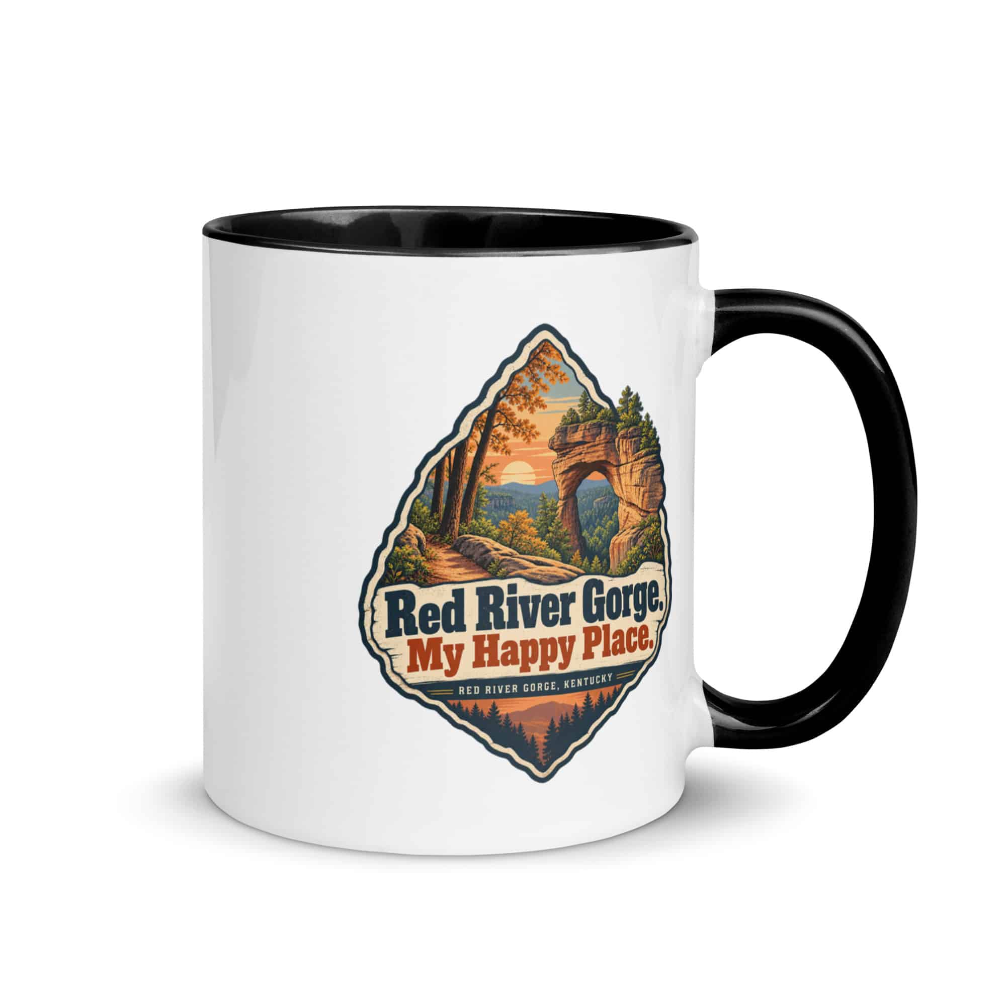 Red River Gorge Color Inside Coffee Mug: Red River Gorge. My Happy Place, Scenic Shield Badge