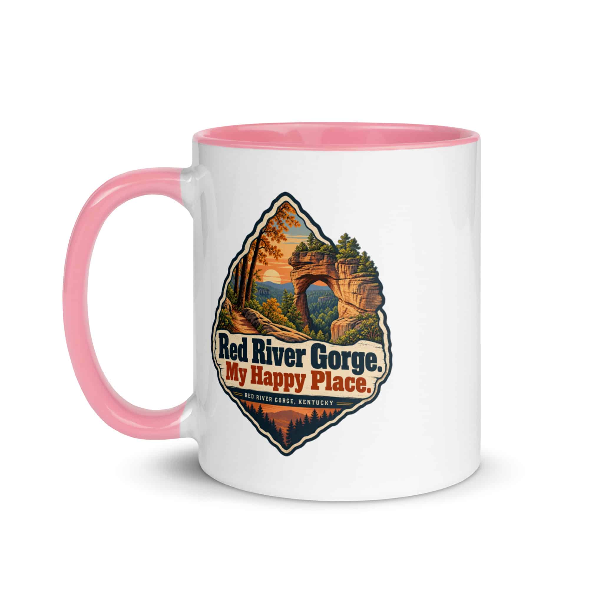 Red River Gorge Color Inside Coffee Mug: Red River Gorge. My Happy Place, Scenic Shield Badge