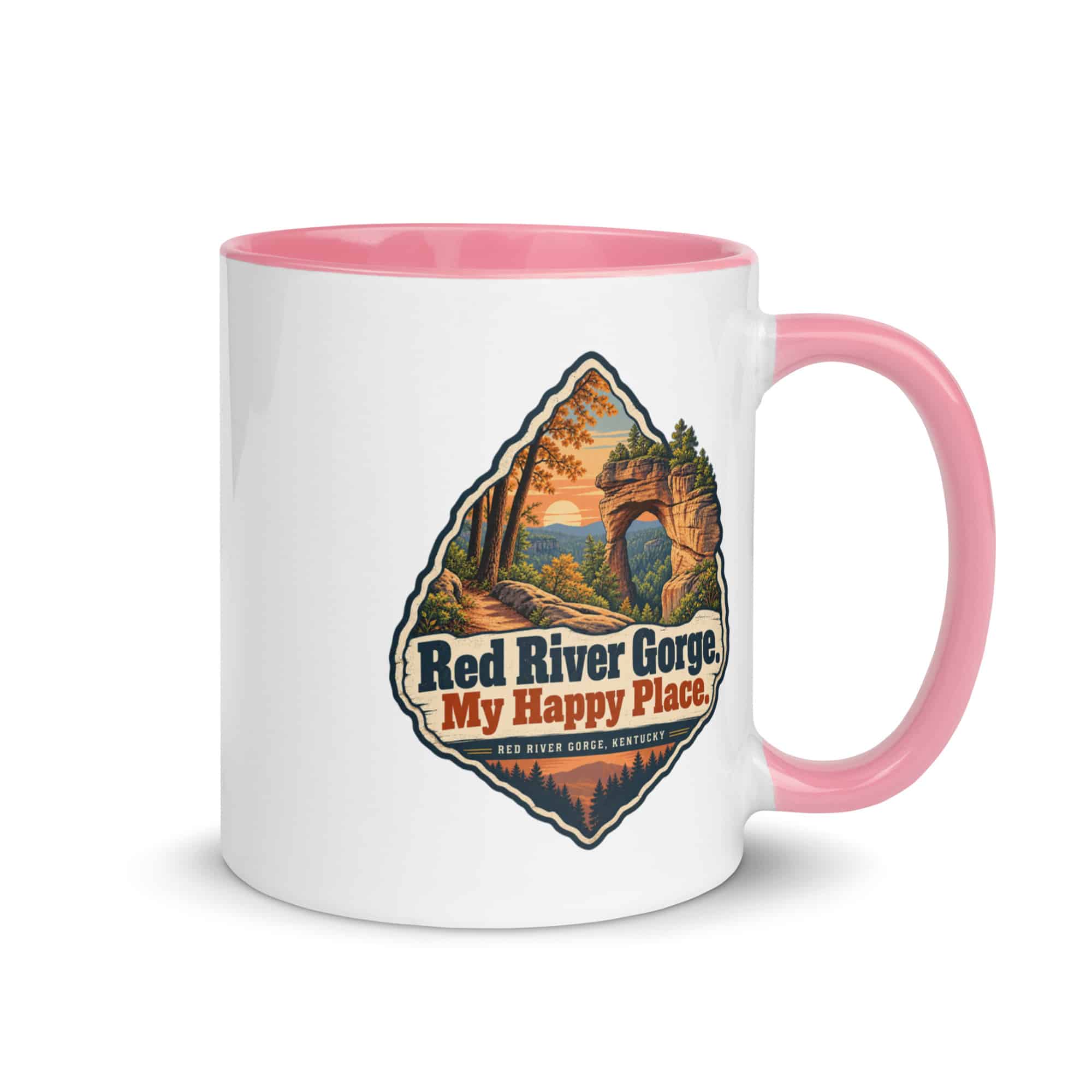 Red River Gorge Color Inside Coffee Mug: Red River Gorge. My Happy Place, Scenic Shield Badge