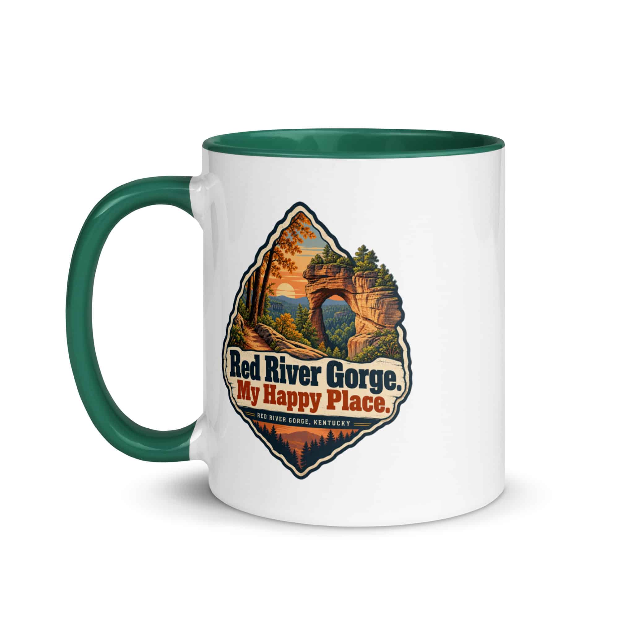 Red River Gorge Color Inside Coffee Mug: Red River Gorge. My Happy Place, Scenic Shield Badge