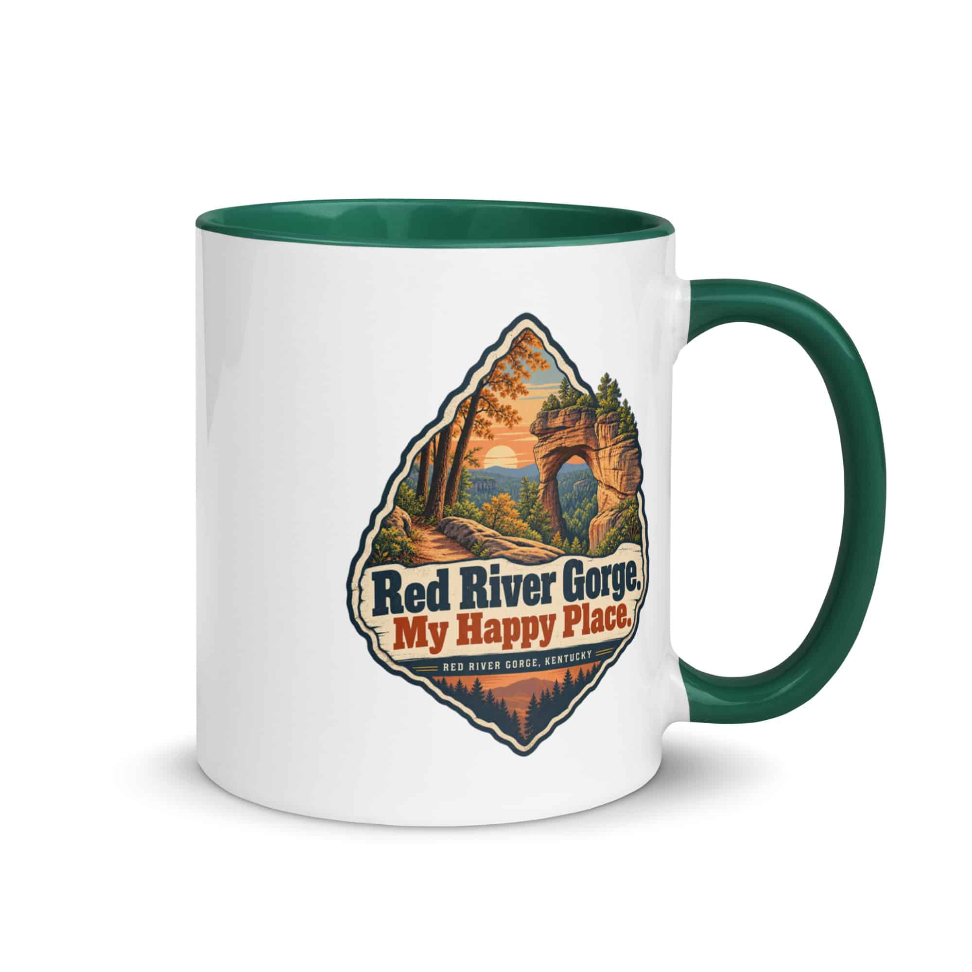 Red River Gorge Color Inside Coffee Mug: Red River Gorge. My Happy Place, Scenic Shield Badge