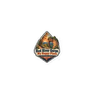 Red River Gorge Die-Cut Magnet: Red River Gorge. My Happy Place, Scenic Shield Badge - 3″×3″ - Main