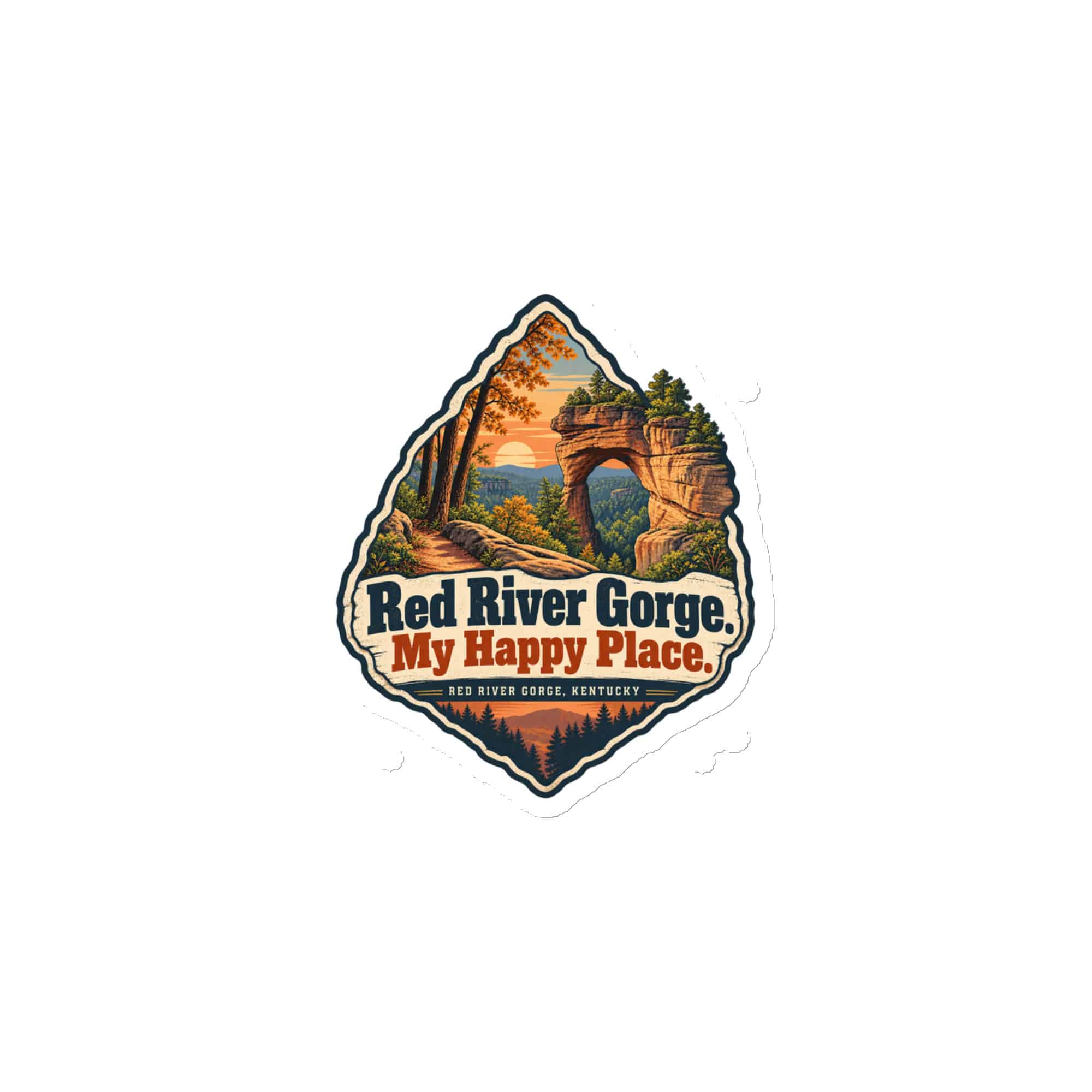 Red River Gorge Die-Cut Magnet: Red River Gorge. My Happy Place, Scenic Shield Badge