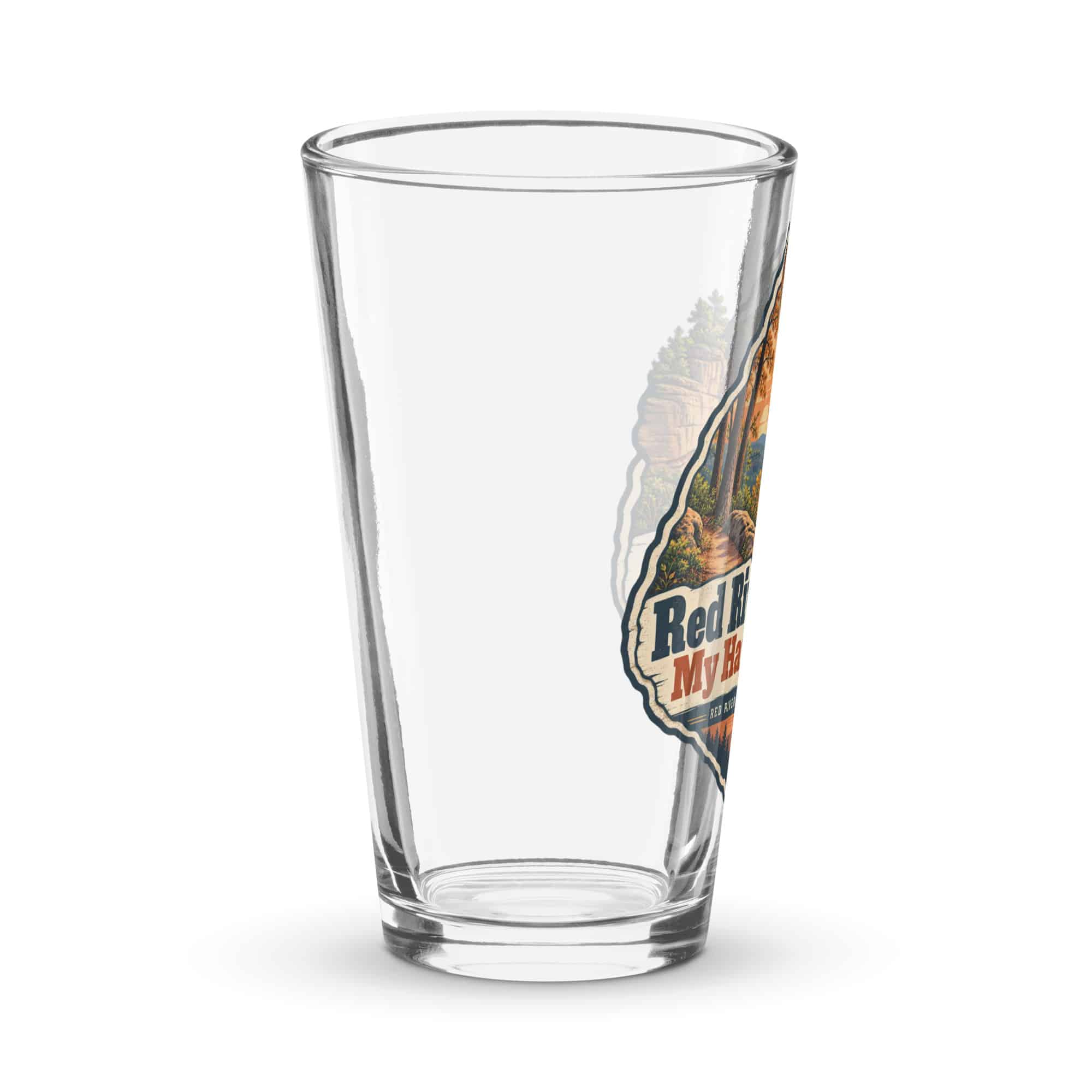 Red River Gorge Pint Glass: Red River Gorge. My Happy Place, Scenic Shield Badge