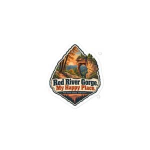 Red River Gorge Vinyl Sticker: Red River Gorge. My Happy Place, Scenic Shield Badge - 3″×3″ - Main