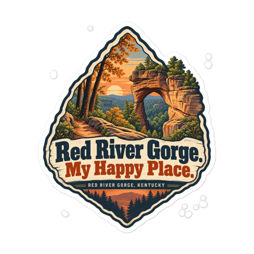 Red River Gorge Vinyl Sticker: Red River Gorge. My Happy Place, Scenic Shield Badge